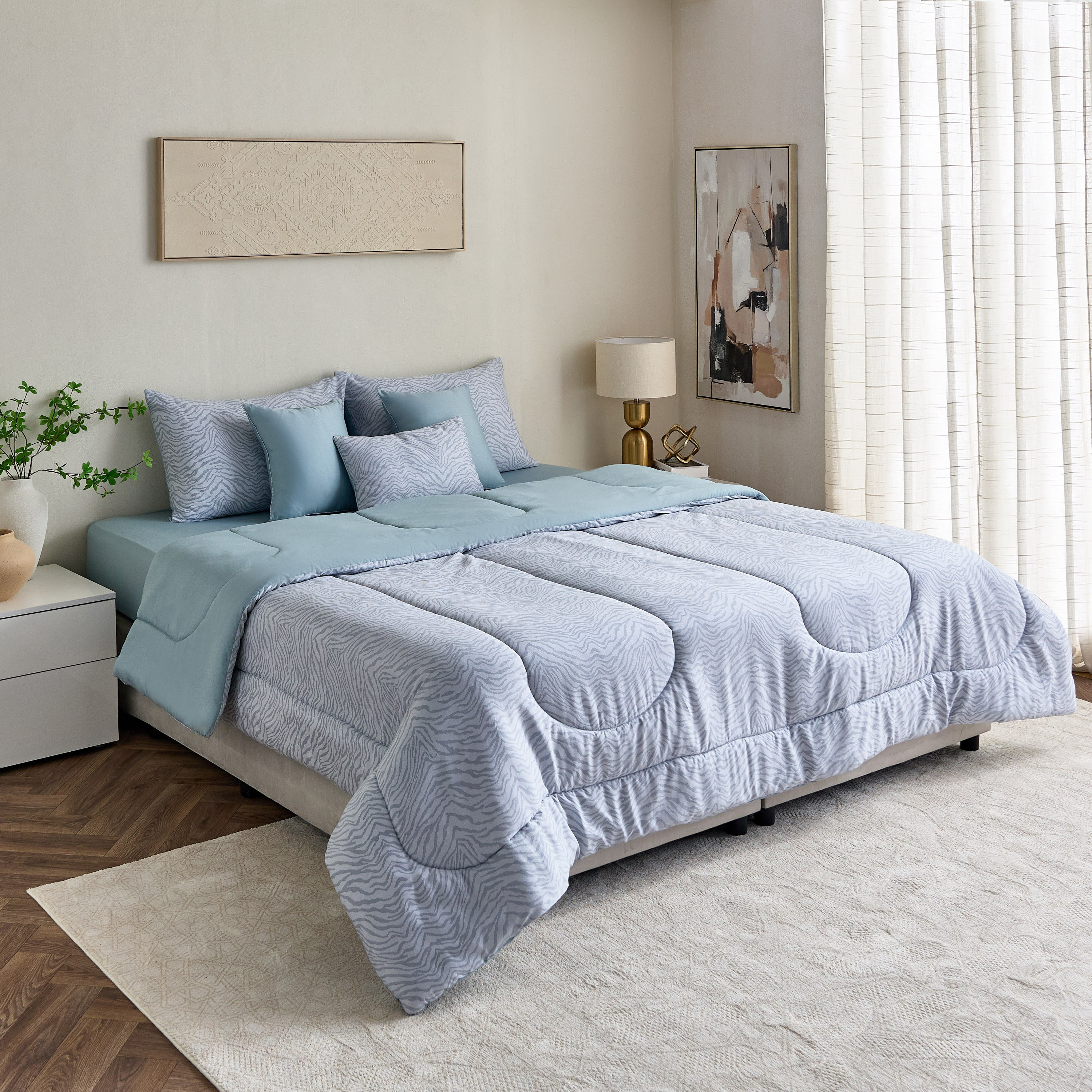 Houston Zenvy 7-Piece BIAB Printed Cotton King Comforter Set - 220x240 cm-hbxhomeware-hbxdecorandfurnishings-image-9