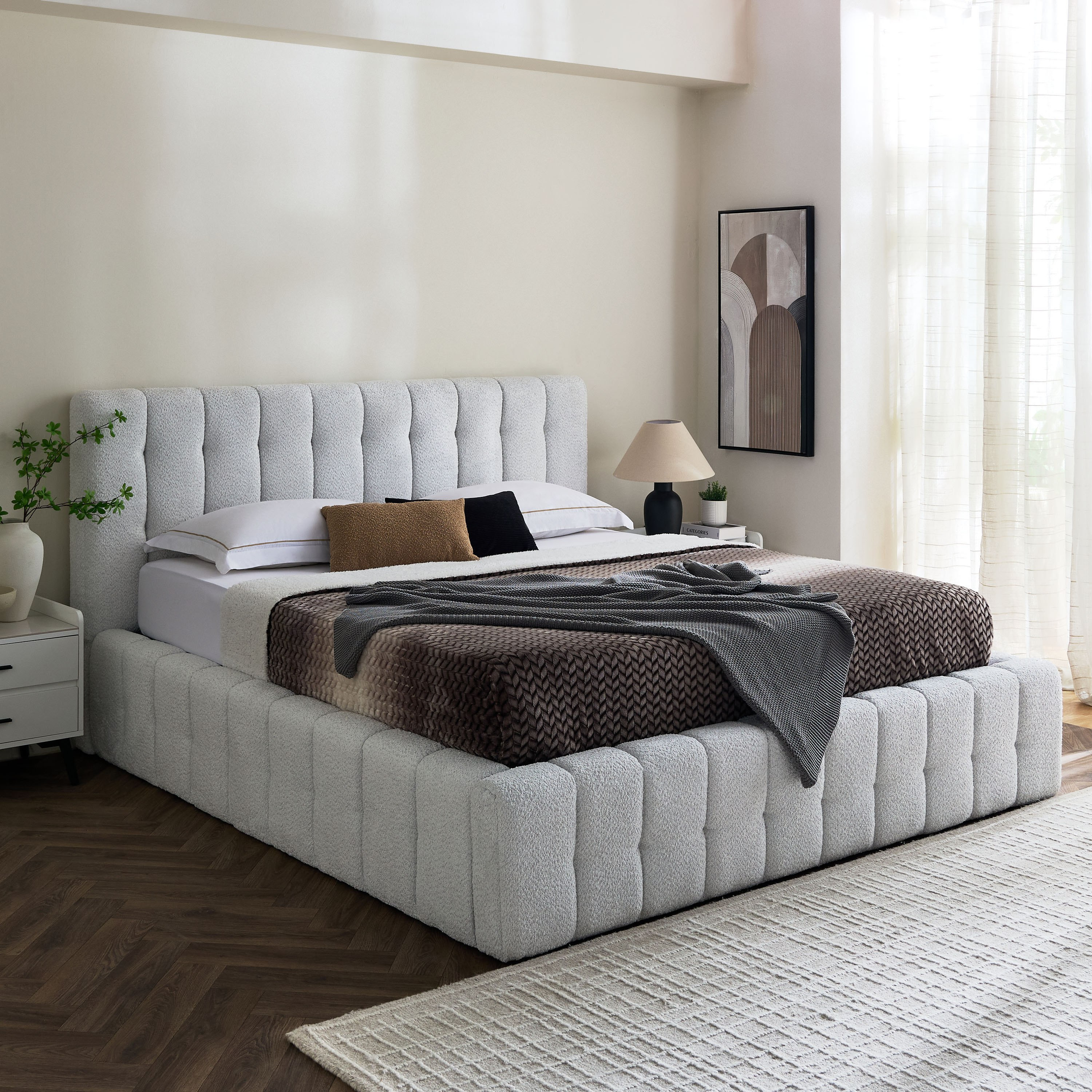 Island Stonia Upholstered Queen Hydraulic Storage Bed - 160x200 cm-hbxbedroom-bedsandbedsets-beds-queen-image-10