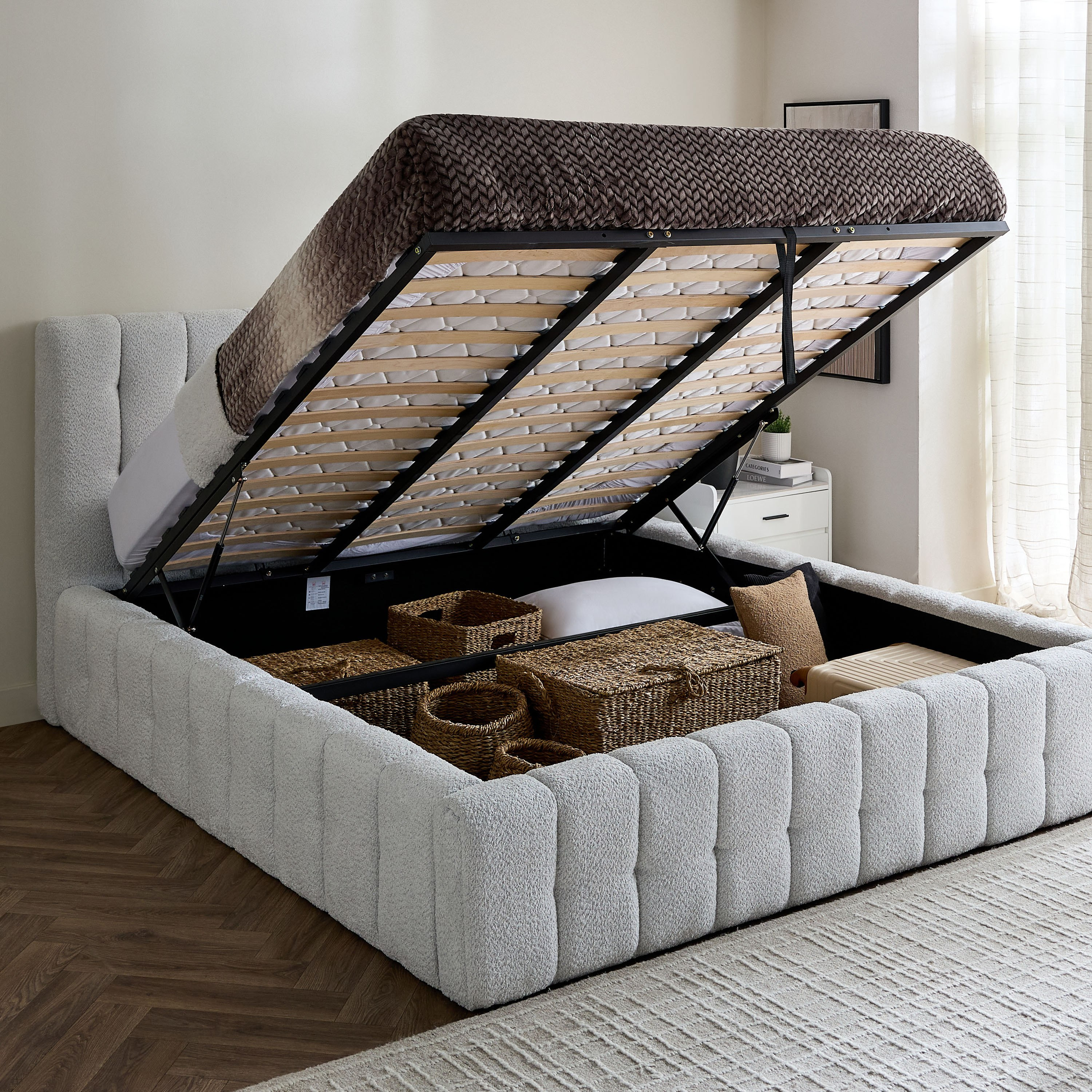 Island Stonia Upholstered Queen Hydraulic Storage Bed - 160x200 cm-hbxbedroom-bedsandbedsets-beds-queen-image-5