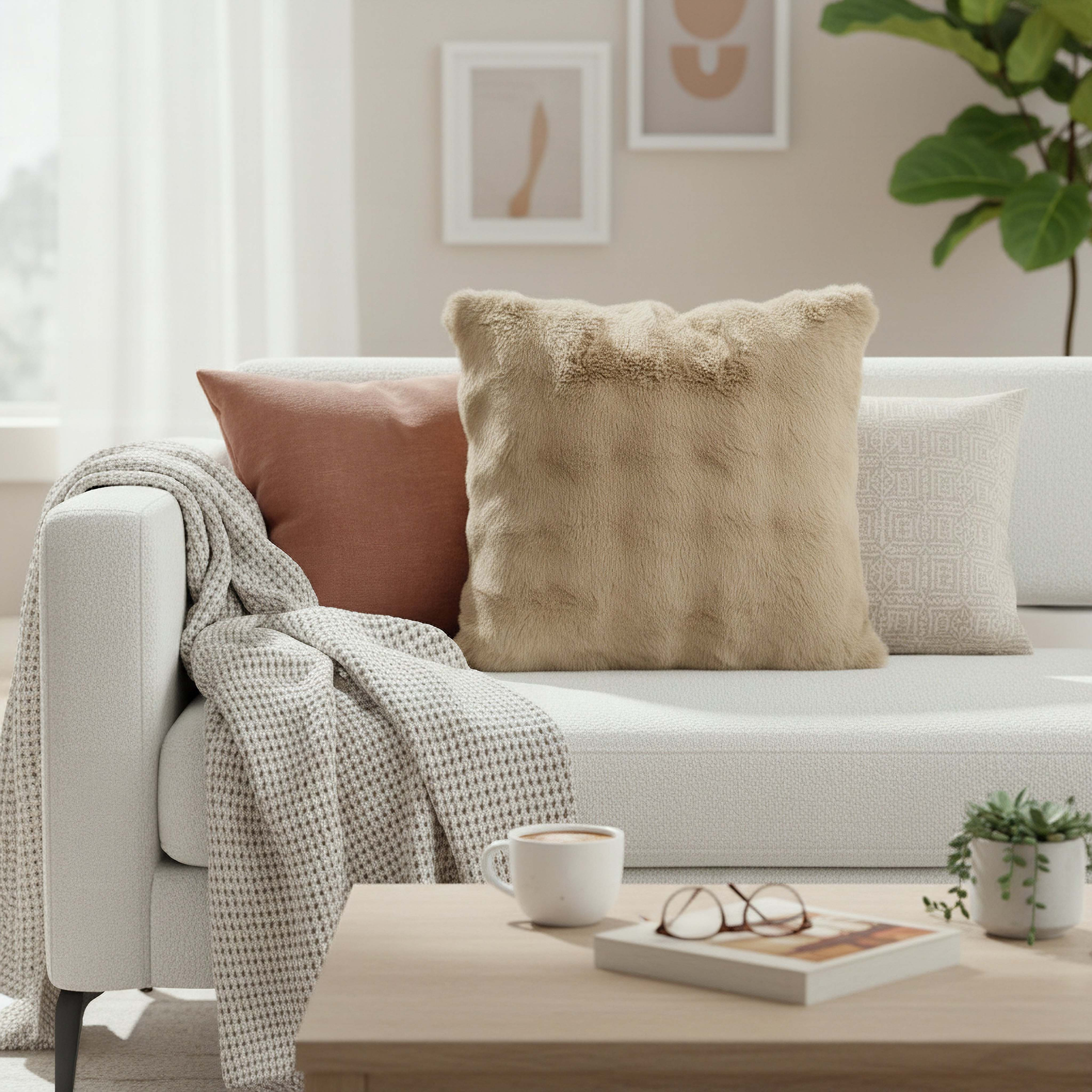 Ness 2-Side Brushed Bubble Faux Fur Filled Cushion - 50x50 cm-hbxlivingroom-furnishings-cushionsandcovers-filledcushions-image-4