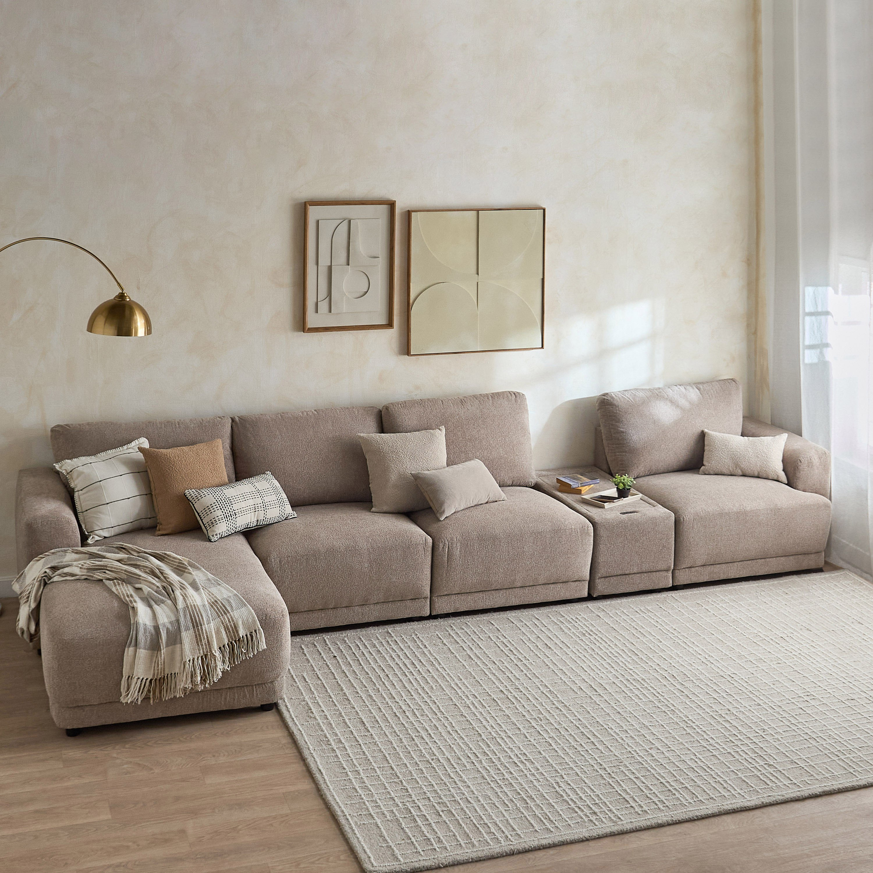 Flexa Fabric Console with Acrylic Top 2 C-Type Charging and USB Charging Point-hbxlivingroom-sofasandarmchairs-modularsofas-image-10