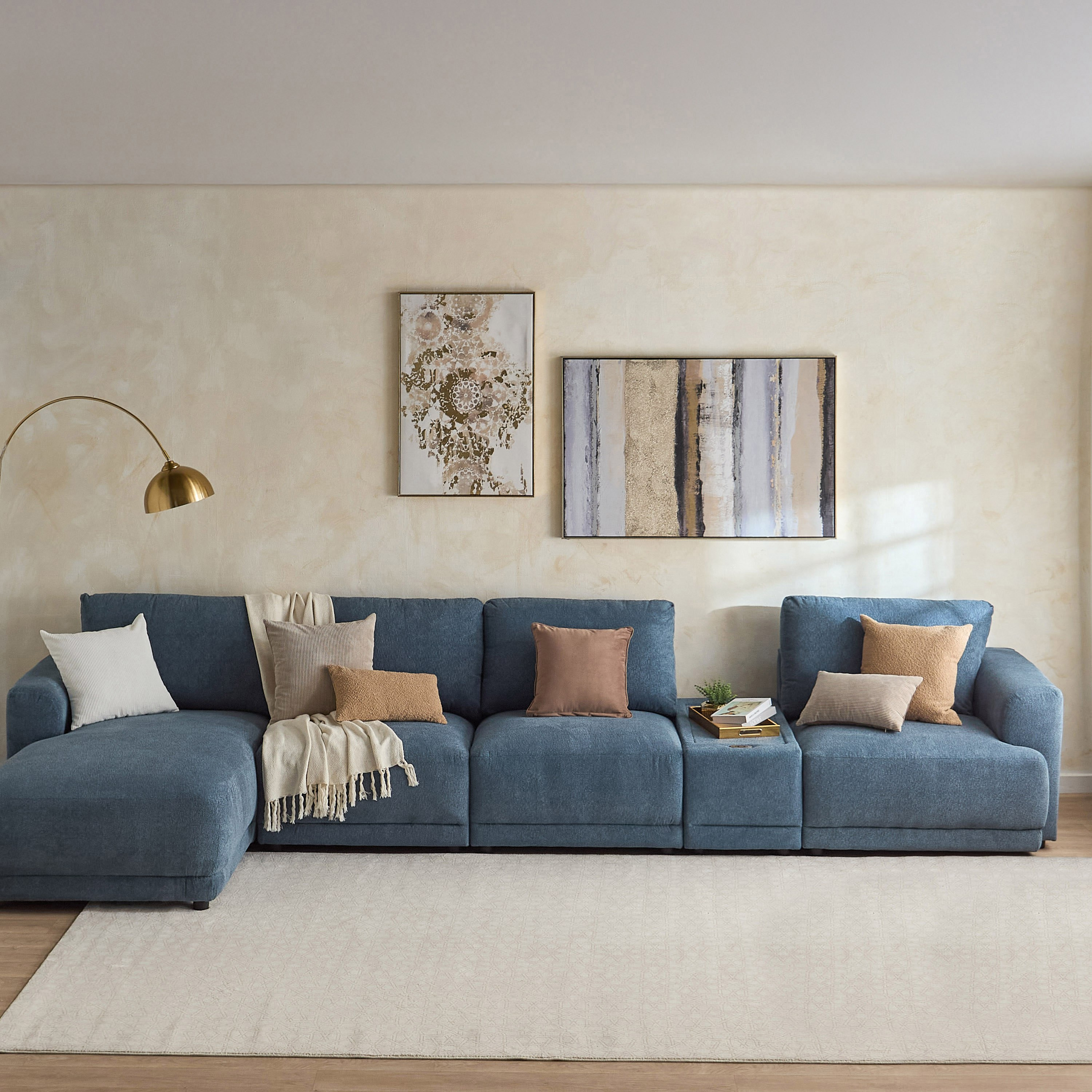 Flexa Acrylic Top Fabric Console with 1 USB Charging and 2 C-Type Charging Point-hbxlivingroom-sofasandarmchairs-modularsofas-image-9