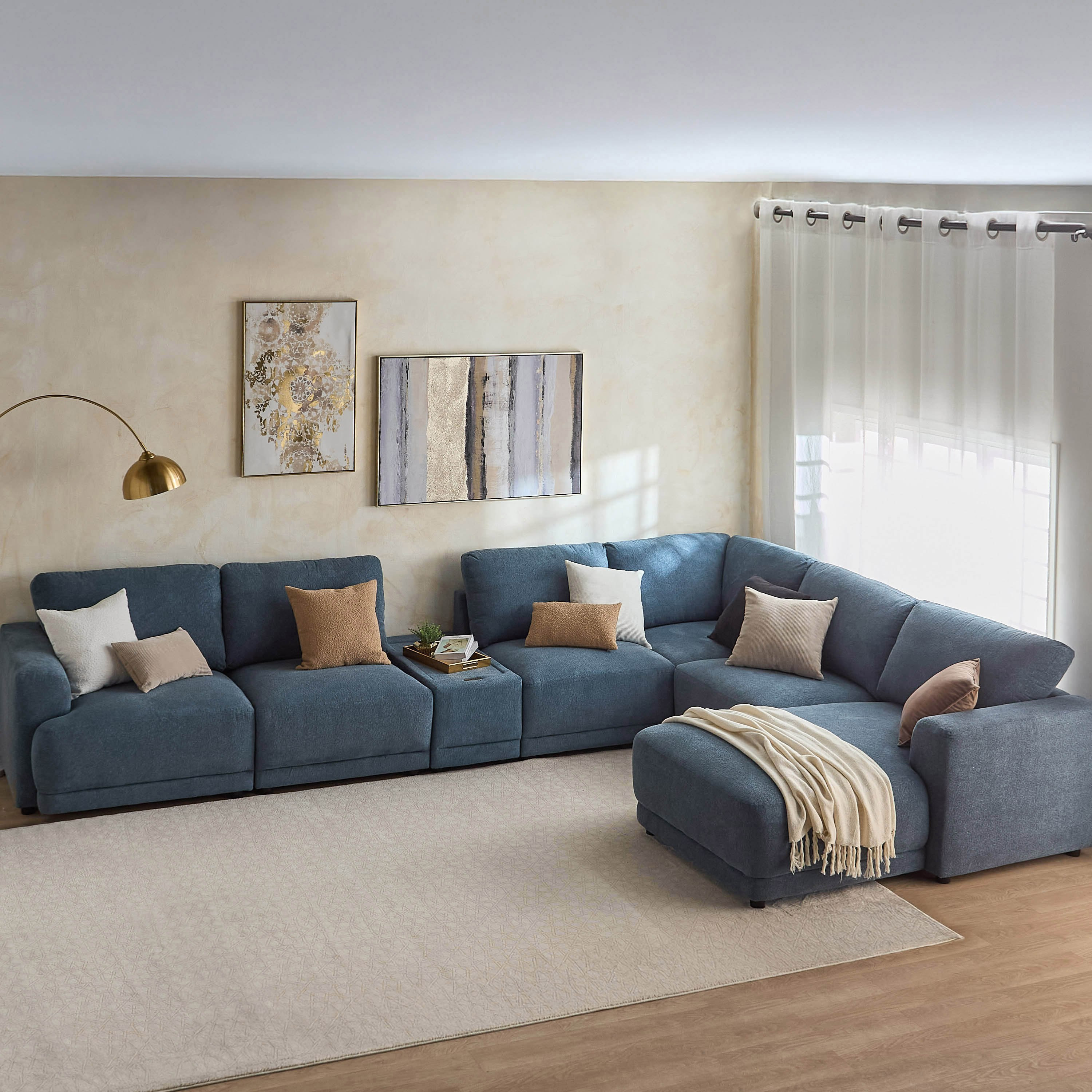 Flexa Acrylic Top Fabric Console with 1 USB Charging and 2 C-Type Charging Point-hbxlivingroom-sofasandarmchairs-modularsofas-image-10