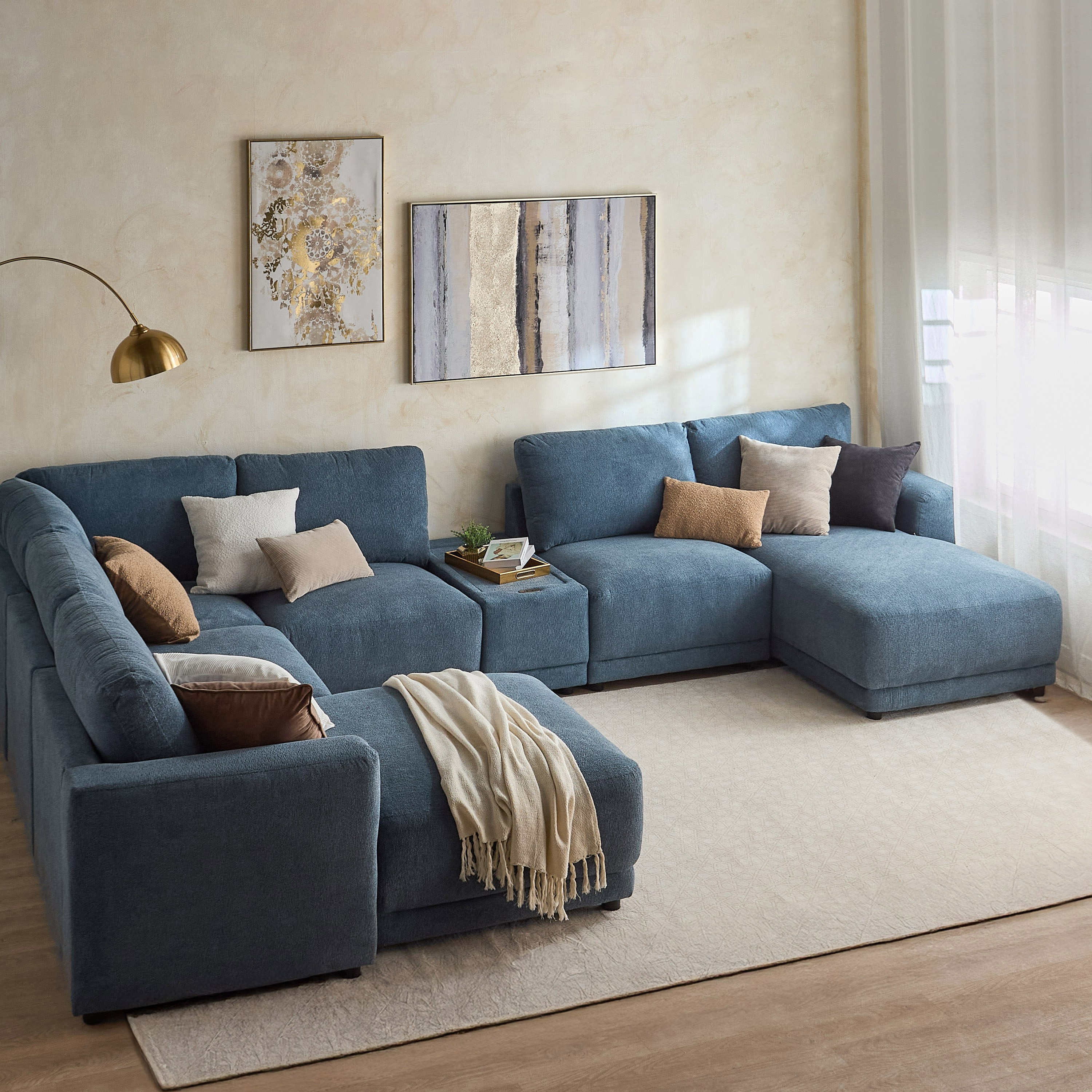 Flexa Acrylic Top Fabric Console with 1 USB Charging and 2 C-Type Charging Point-hbxlivingroom-sofasandarmchairs-modularsofas-image-11