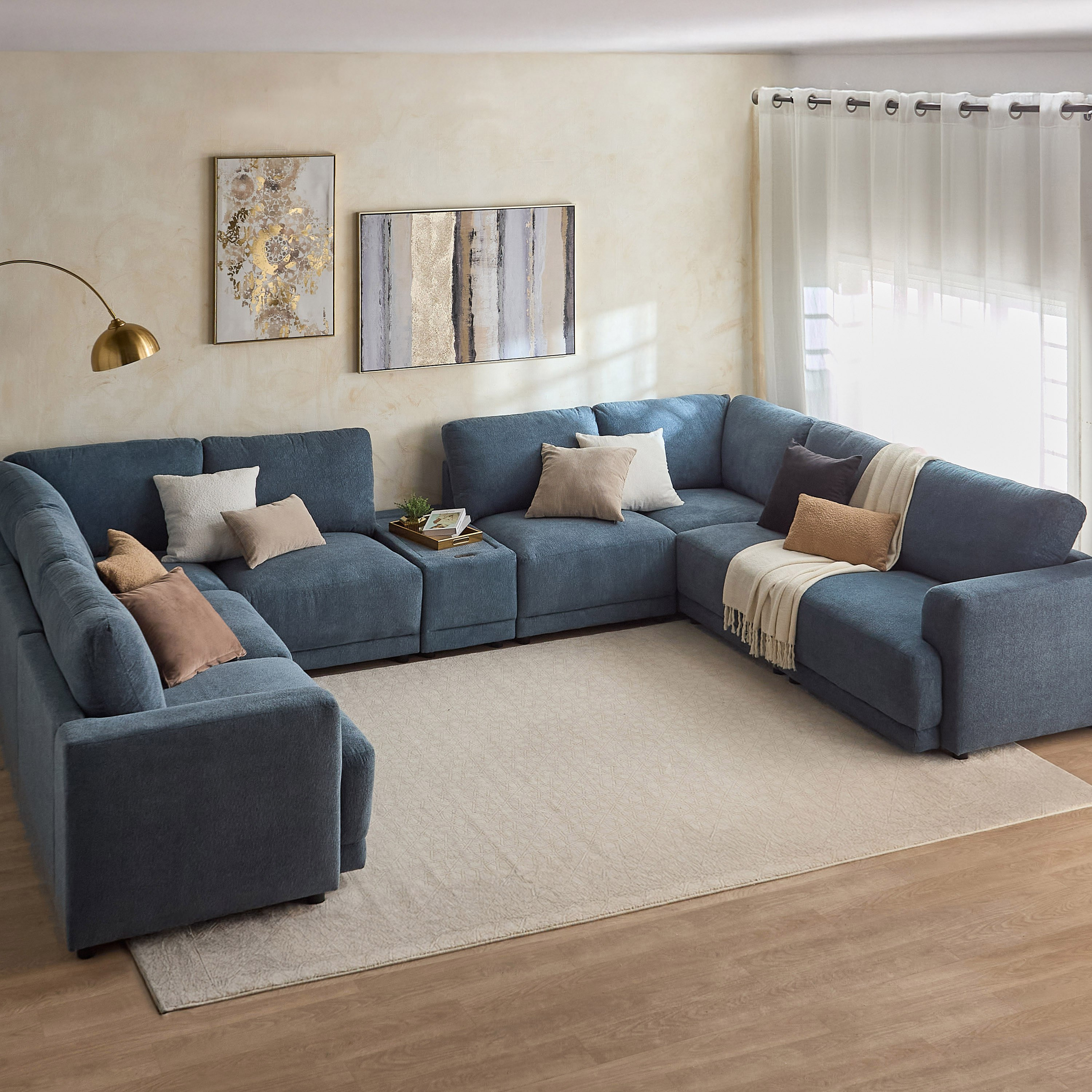 Flexa Acrylic Top Fabric Console with 1 USB Charging and 2 C-Type Charging Point-hbxlivingroom-sofasandarmchairs-modularsofas-image-12