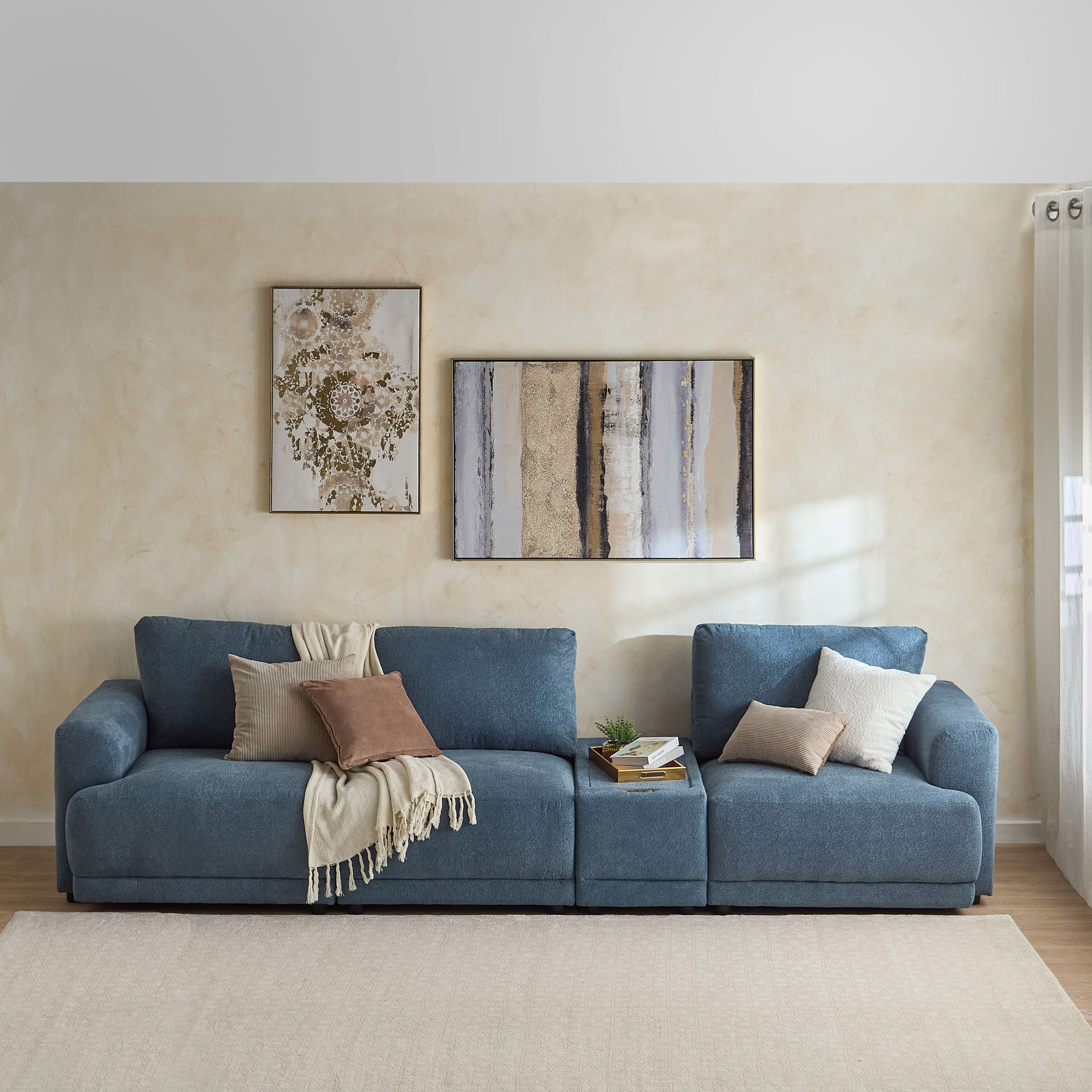 Flexa Acrylic Top Fabric Console with 1 USB Charging and 2 C-Type Charging Point-hbxlivingroom-sofasandarmchairs-modularsofas-image-8