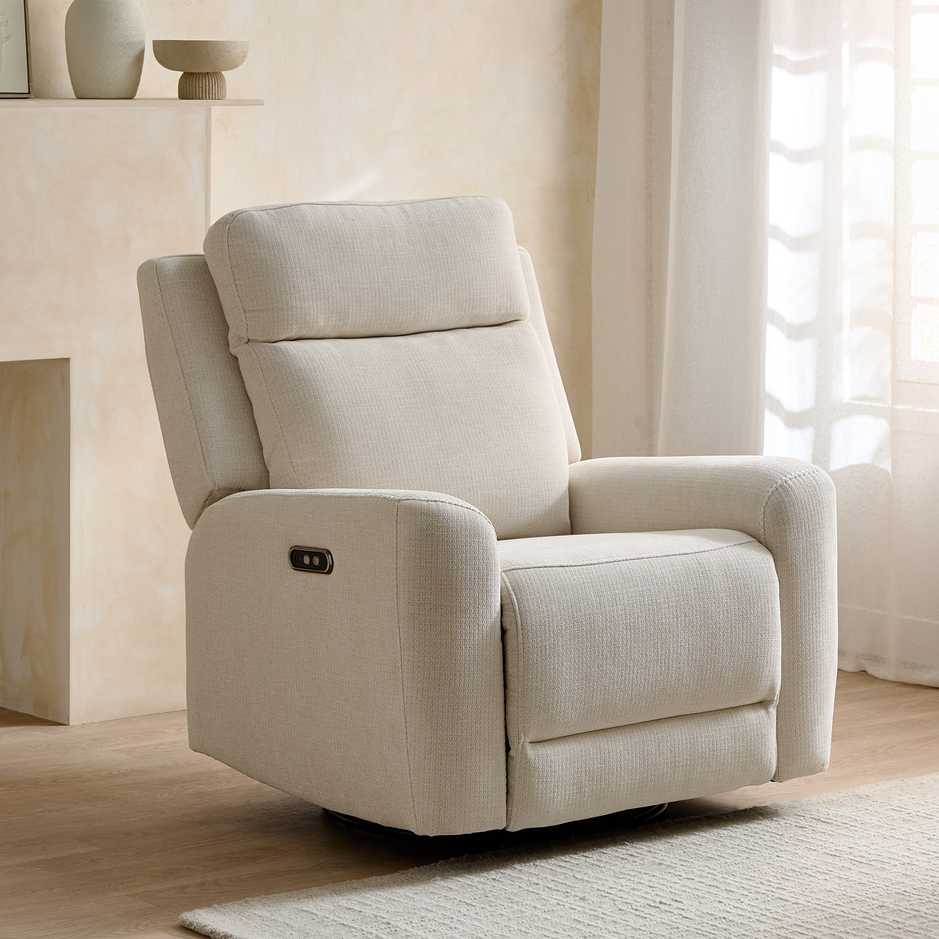 Branco Fabric Dual Electric Armchair Recliner with Swivel and Glider-hbxfurniture-sofasandarmchairs-reclinersofas-image-1