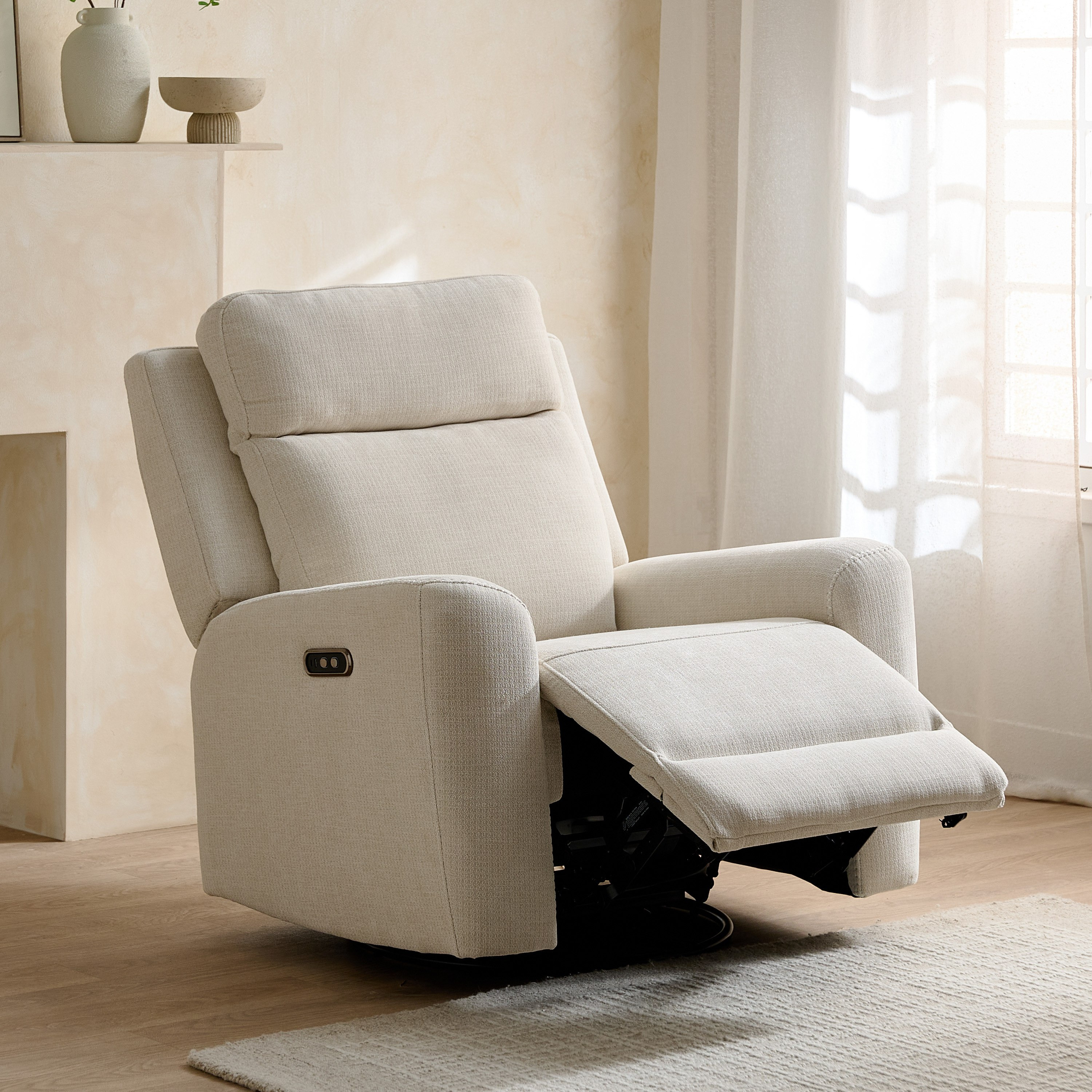 Branco Fabric Dual Electric Armchair Recliner with Swivel and Glider-hbxfurniture-sofasandarmchairs-reclinersofas-image-2