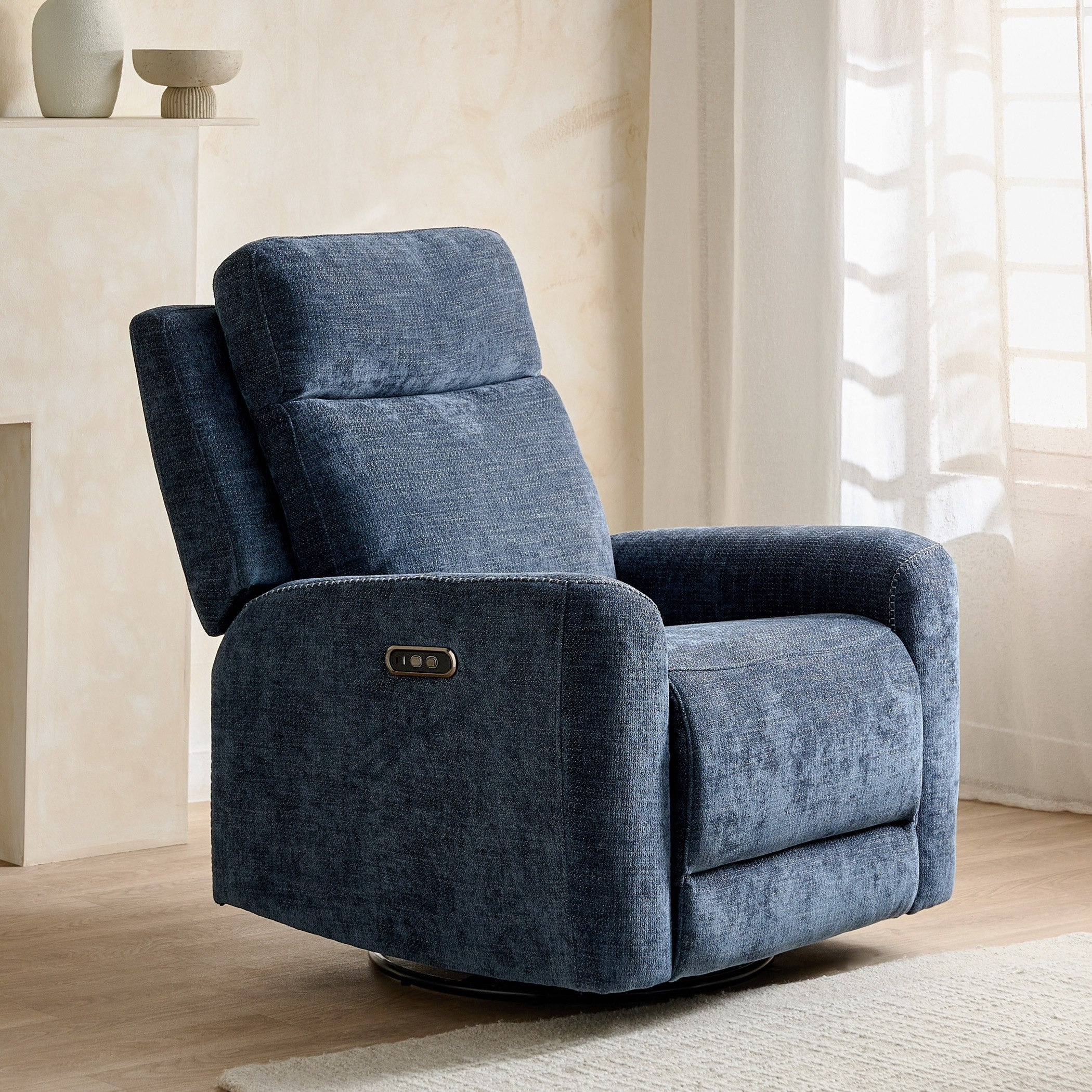 Branco Fabric Dual Electric Armchair Recliner with Swivel and Glider-hbxfurniture-sofasandarmchairs-reclinersofas-image-1
