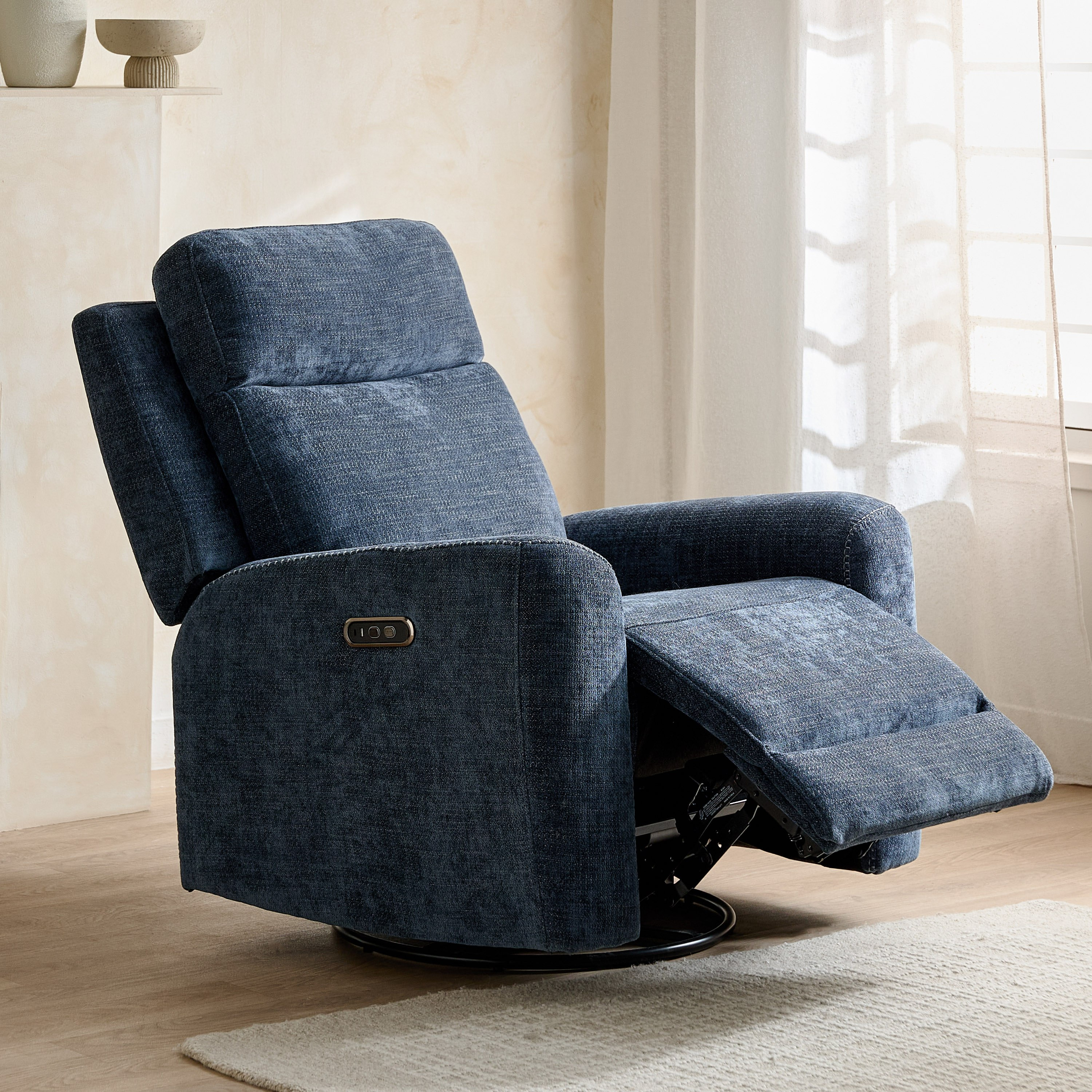 Branco Fabric Dual Electric Armchair Recliner with Swivel and Glider-hbxfurniture-sofasandarmchairs-reclinersofas-image-2
