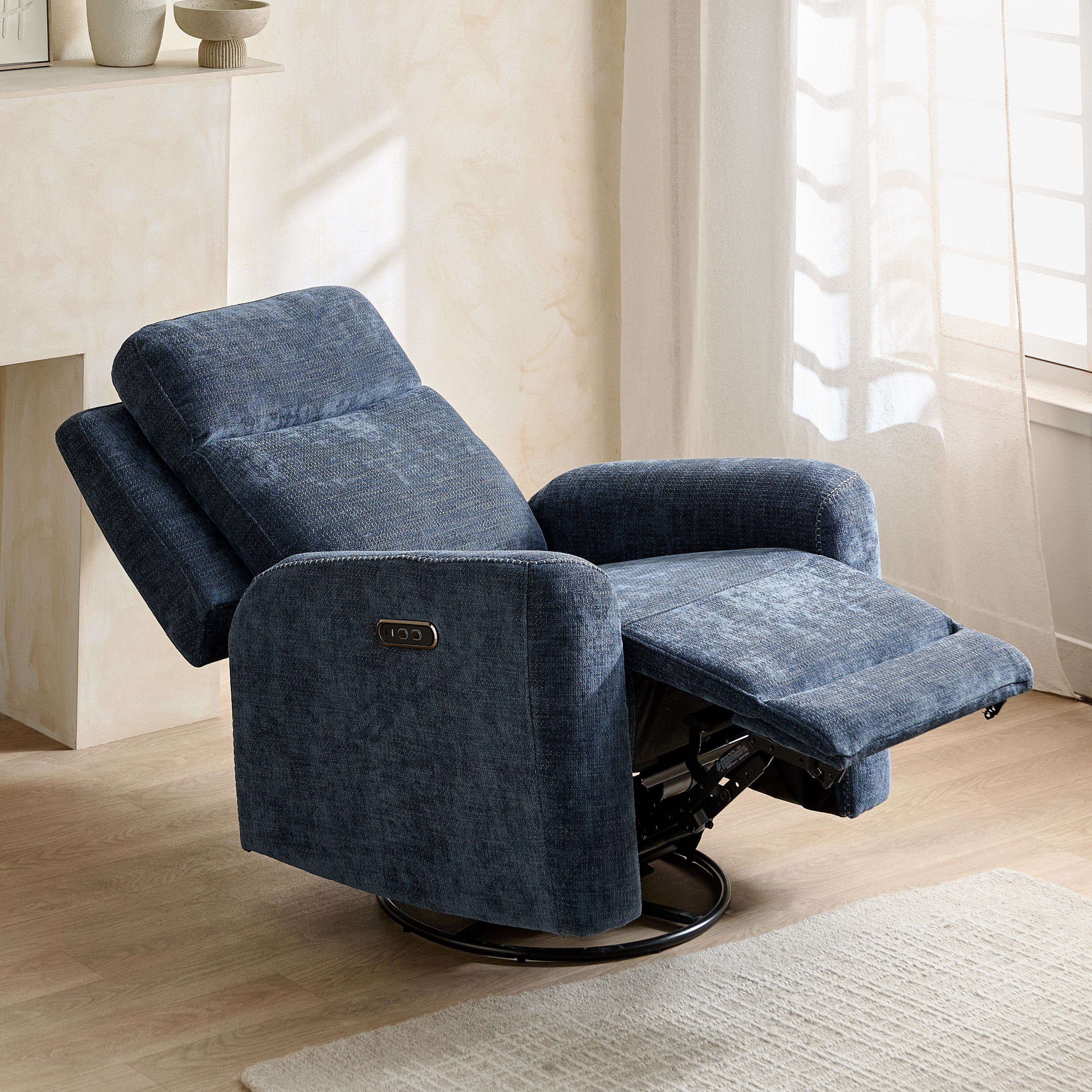 Branco Fabric Dual Electric Armchair Recliner with Swivel and Glider-hbxfurniture-sofasandarmchairs-reclinersofas-image-3