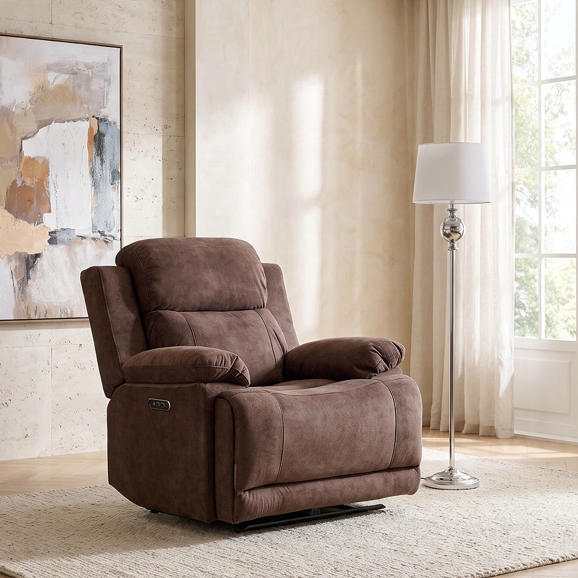 Reva Fabric Electric Power Armchair Recliner-hbxfurniture-sofasandarmchairs-reclinersofas-image-1