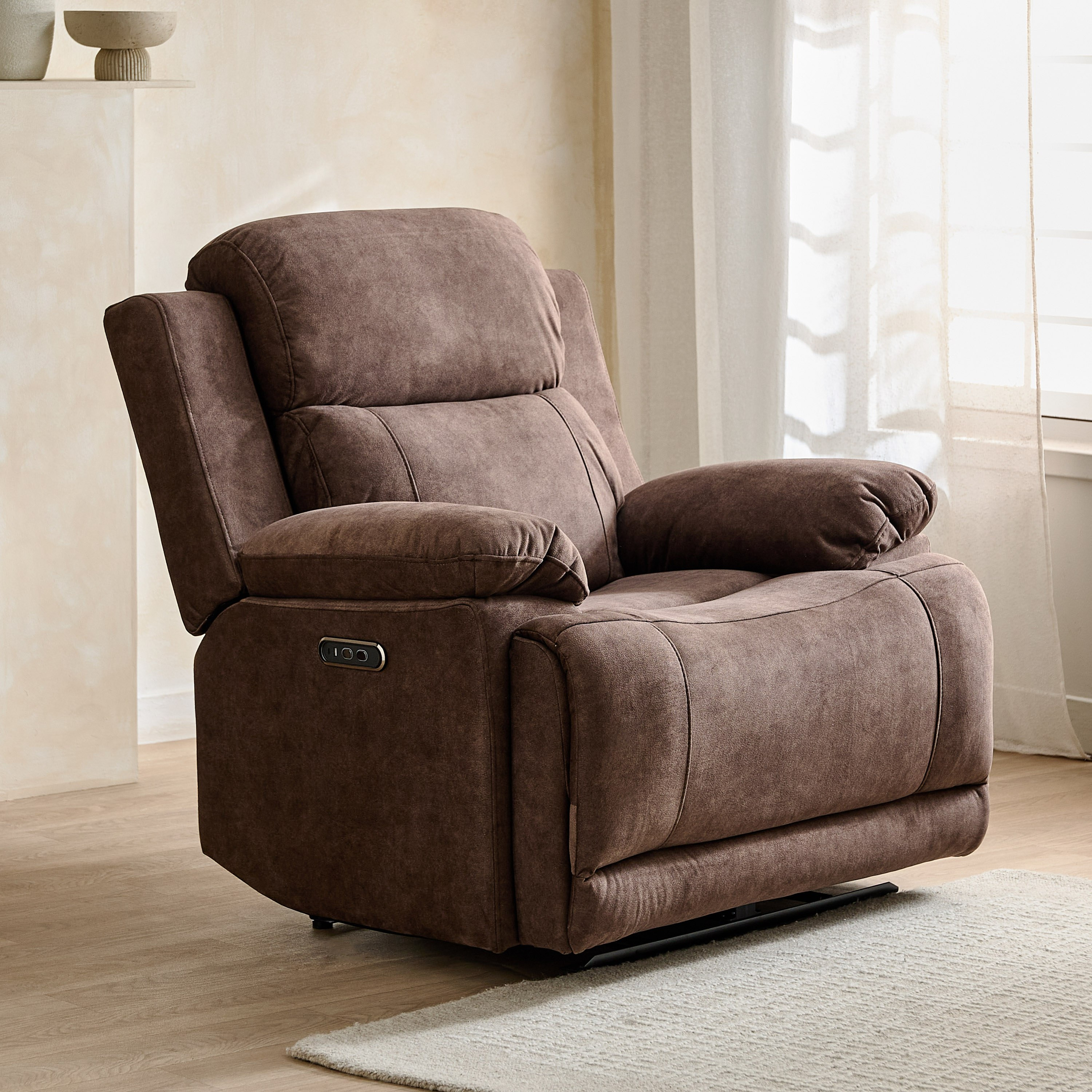 Reva Fabric Electric Power Armchair Recliner-hbxfurniture-sofasandarmchairs-reclinersofas-image-2