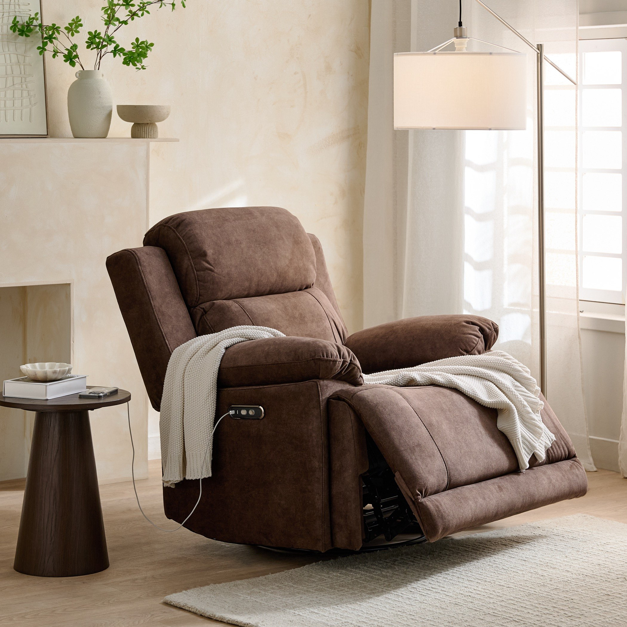 Reva Fabric Dual Electric Armchair Recliner with Swivel and Glider-hbxfurniture-sofasandarmchairs-reclinersofas-image-13
