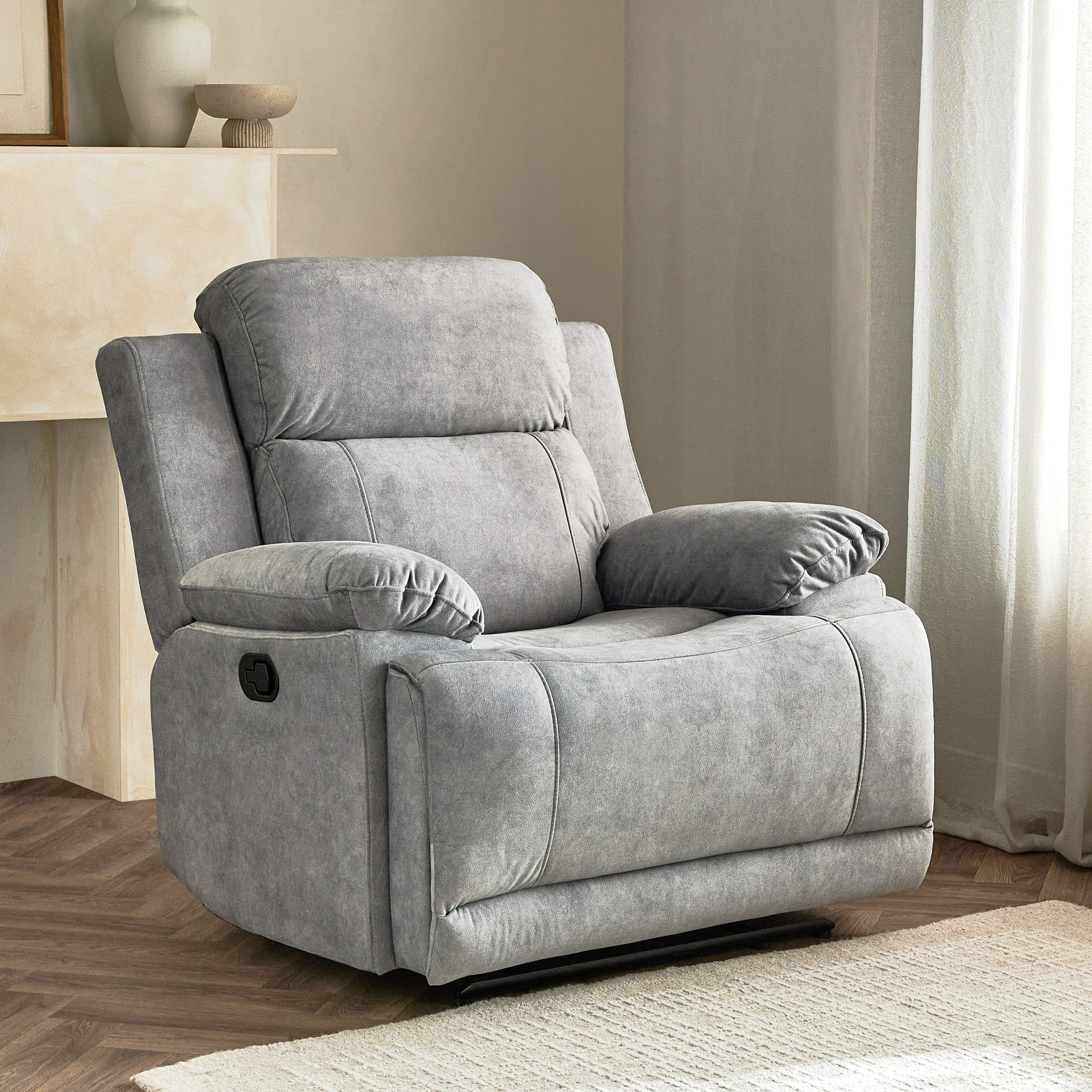 Reva Fabric Manual Armchair Recliner-hbxfurniture-sofasandarmchairs-reclinersofas-image-1