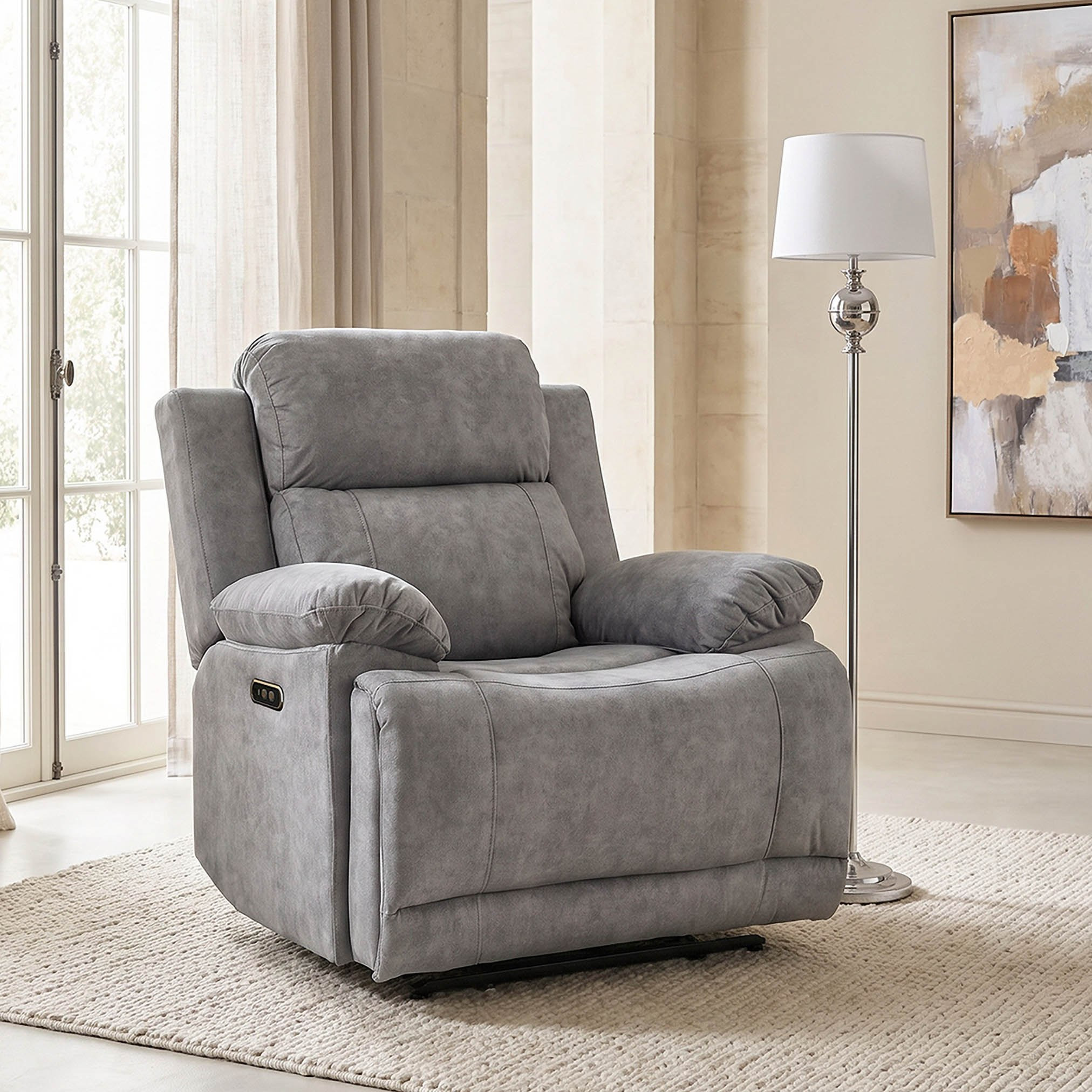 Reva Fabric Electric Power Recliner Armchair-hbxfurniture-sofasandarmchairs-reclinersofas-image-1