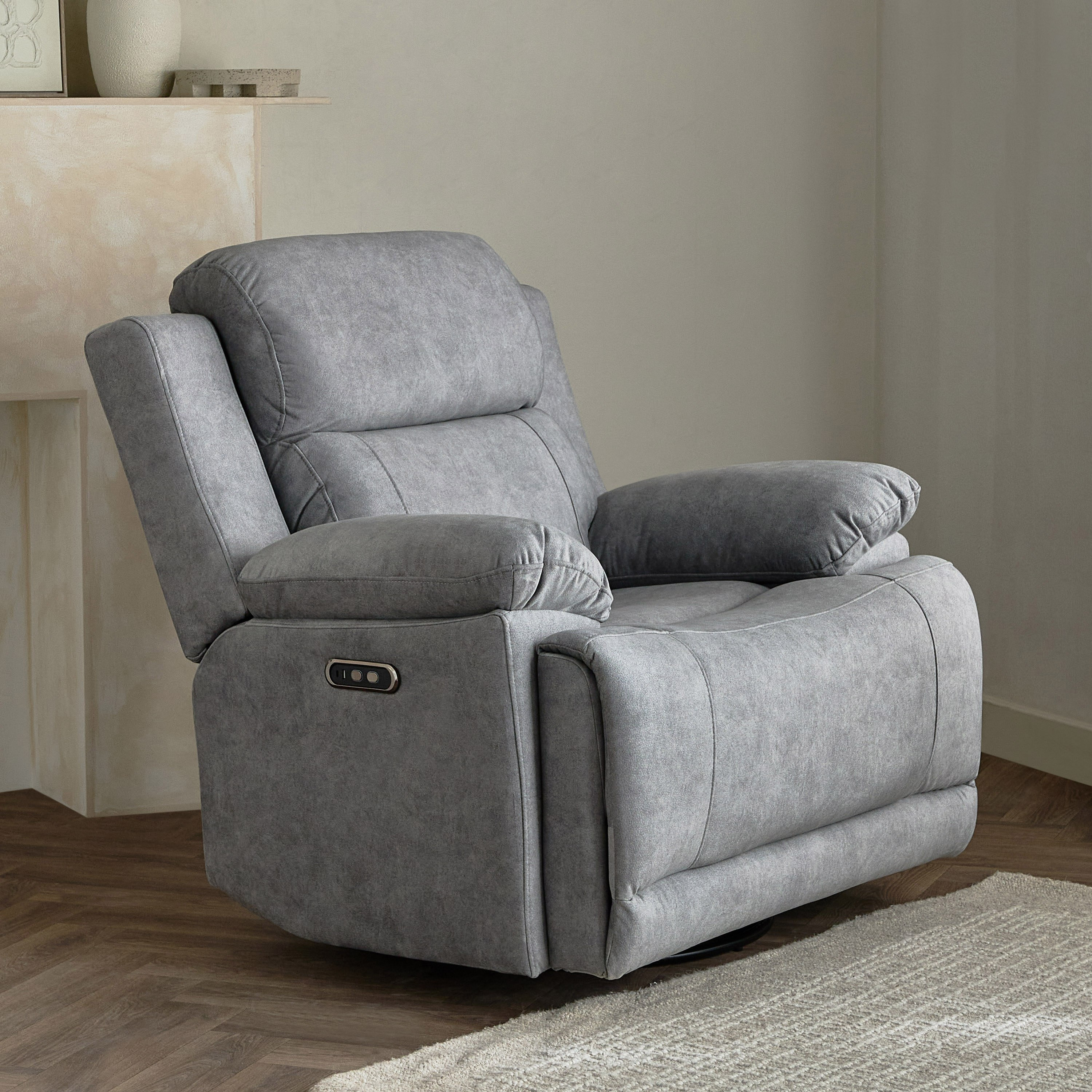 Reva Fabric Dual Electric Power Armchair Recliner with Swivel and Glider-hbxfurniture-sofasandarmchairs-reclinersofas-image-2