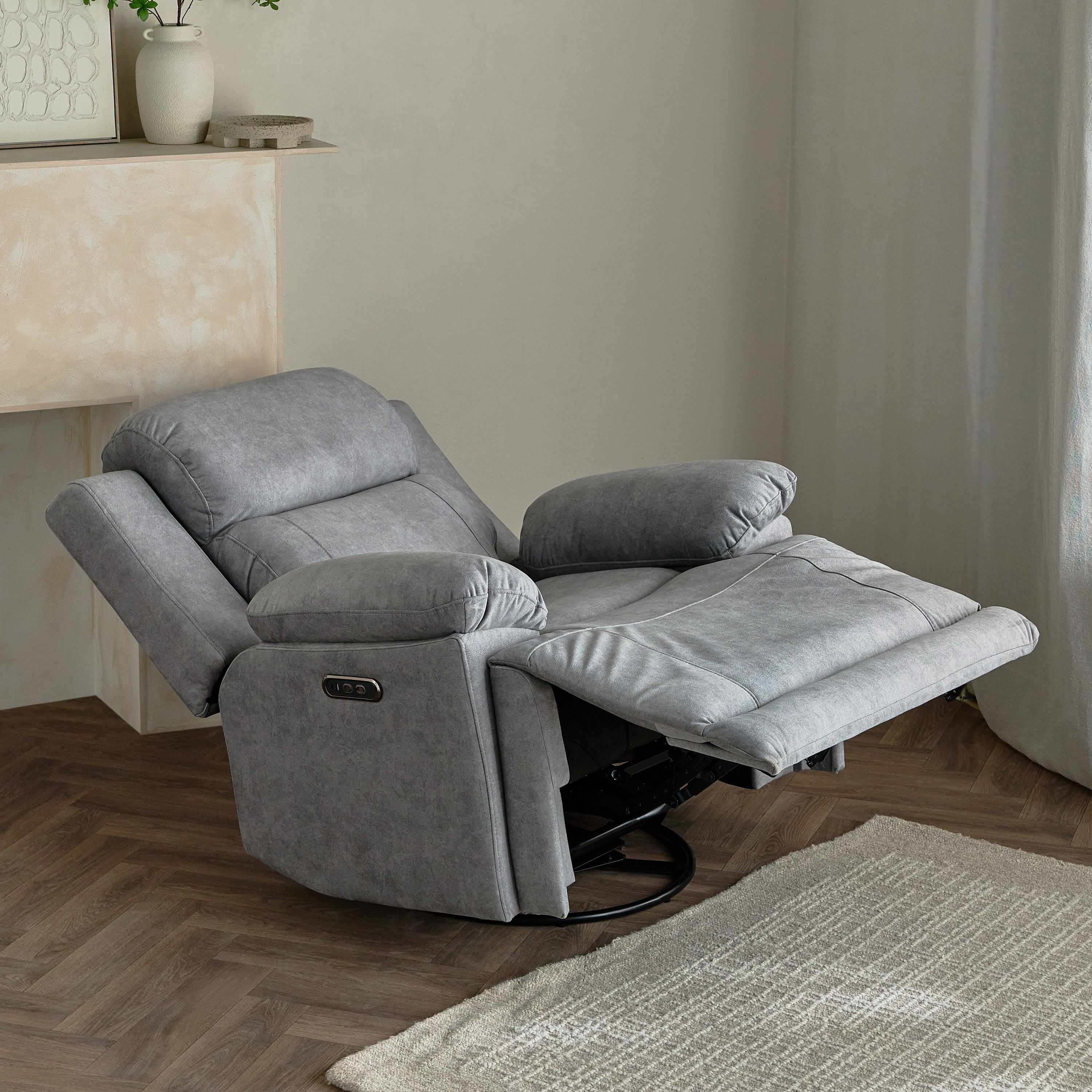 Reva Fabric Dual Electric Power Armchair Recliner with Swivel and Glider-hbxfurniture-sofasandarmchairs-reclinersofas-image-4