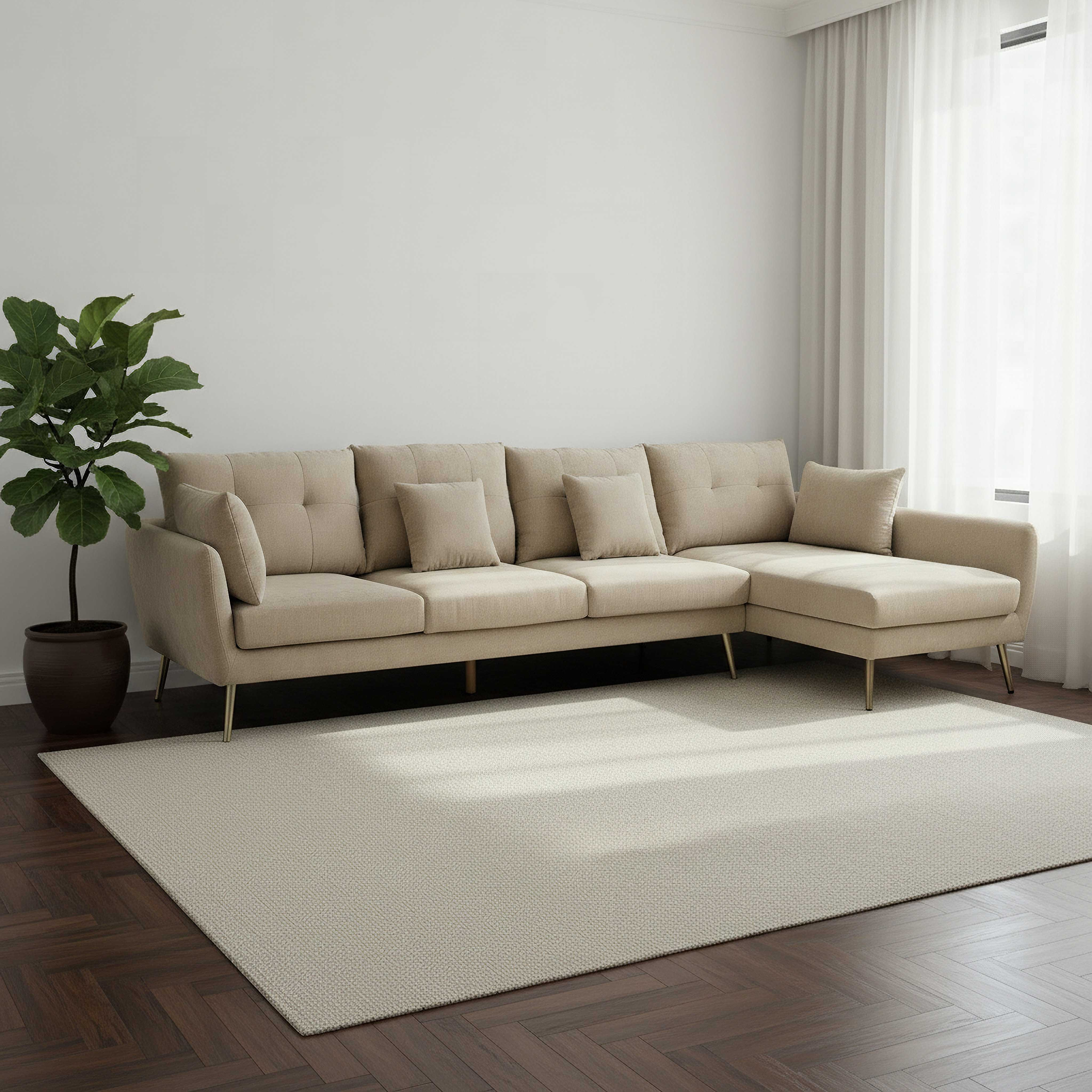 كنبة قماش ركنية يمين 5 مقاعد مع 4 وسادة من ويفير-hbxlivingroom-sofasandarmchairs-sofas-image-1