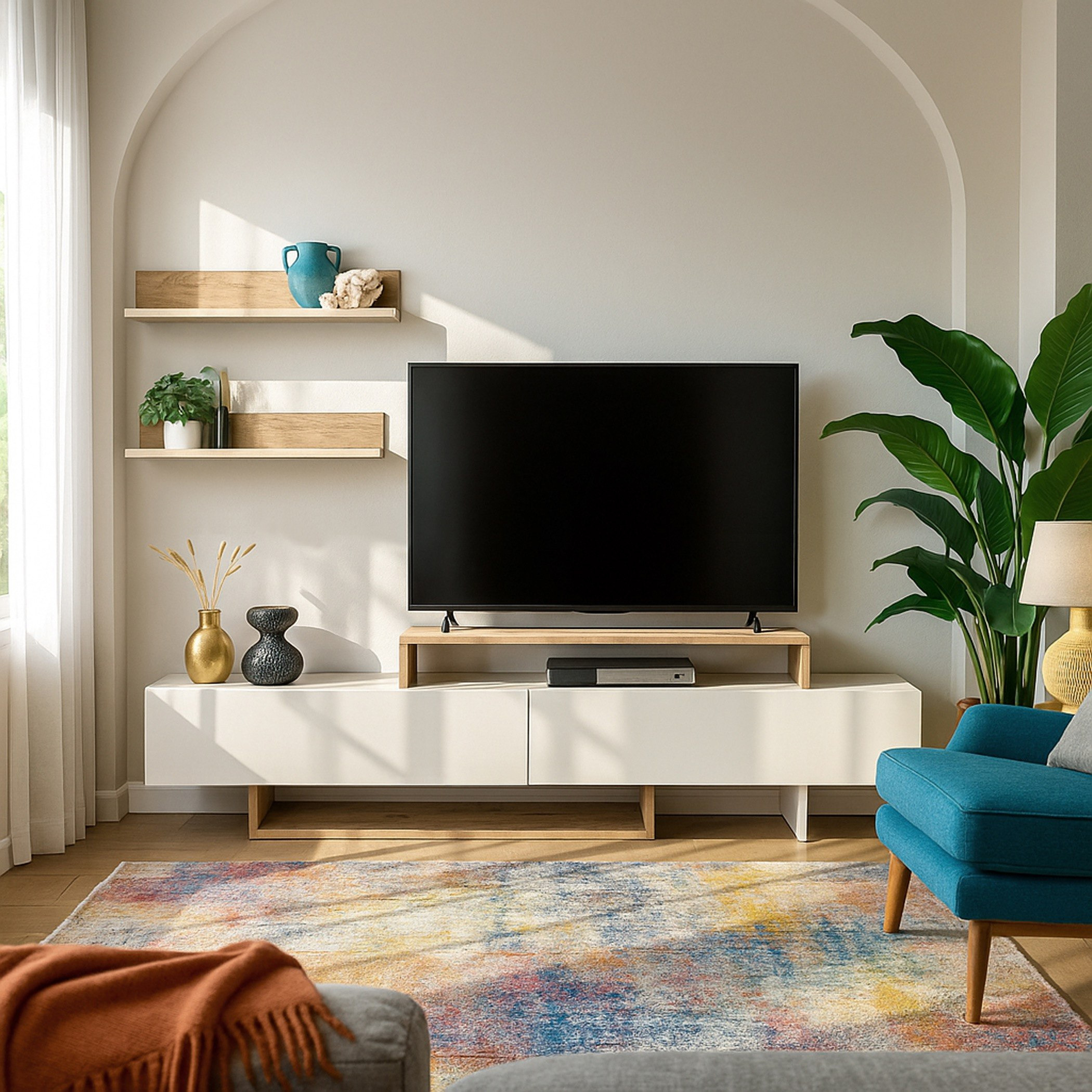 وحدة تلفزيون مع رفوف حائط للأجهزة حتى 49 بوصة بطول 1.8 متر من مودوليكس نيرفانا-hbxlivingroom-mediaunitsandstorage-tvunits-image-1