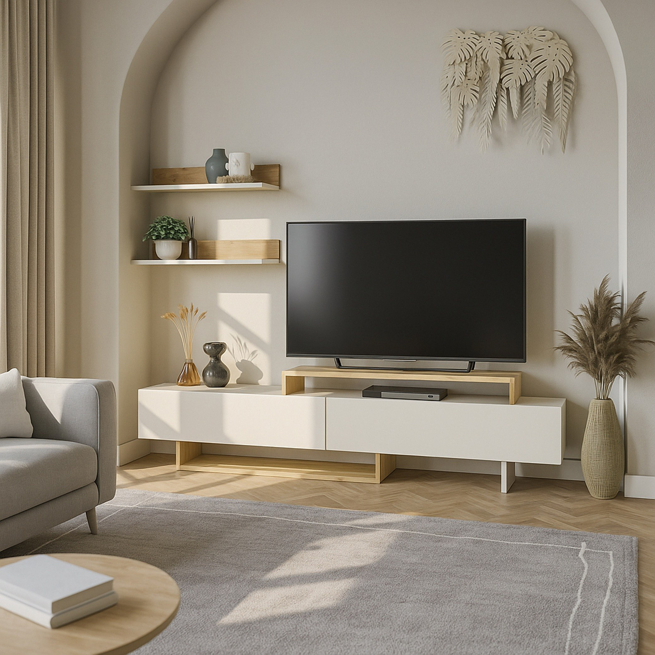 وحدة تلفزيون مع رفوف حائط للأجهزة حتى 49 بوصة بطول 1.8 متر من مودوليكس نيرفانا-hbxlivingroom-mediaunitsandstorage-tvunits-image-2