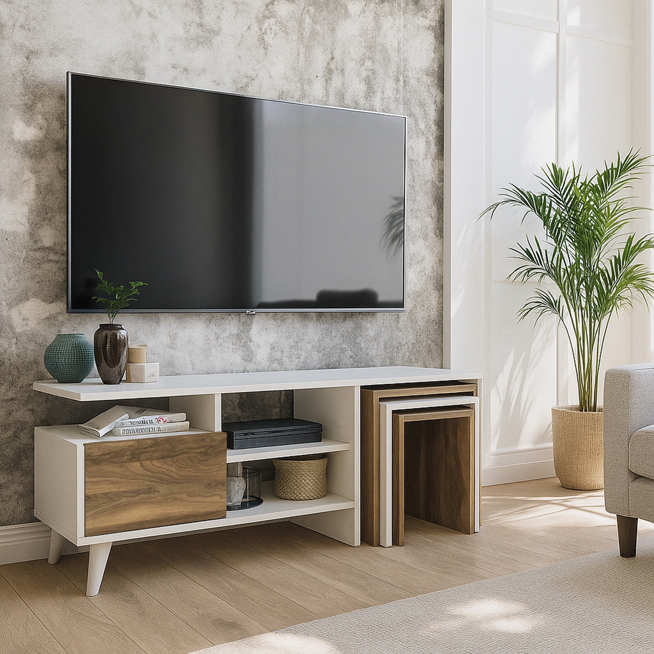 وحدة تلفزيون 1.2 متر مع 3 طاولات متداخلة للأجهزة حتى 50 بوصة من موديولكس وينسلو-hbxlivingroom-mediaunitsandstorage-tvunits-image-4