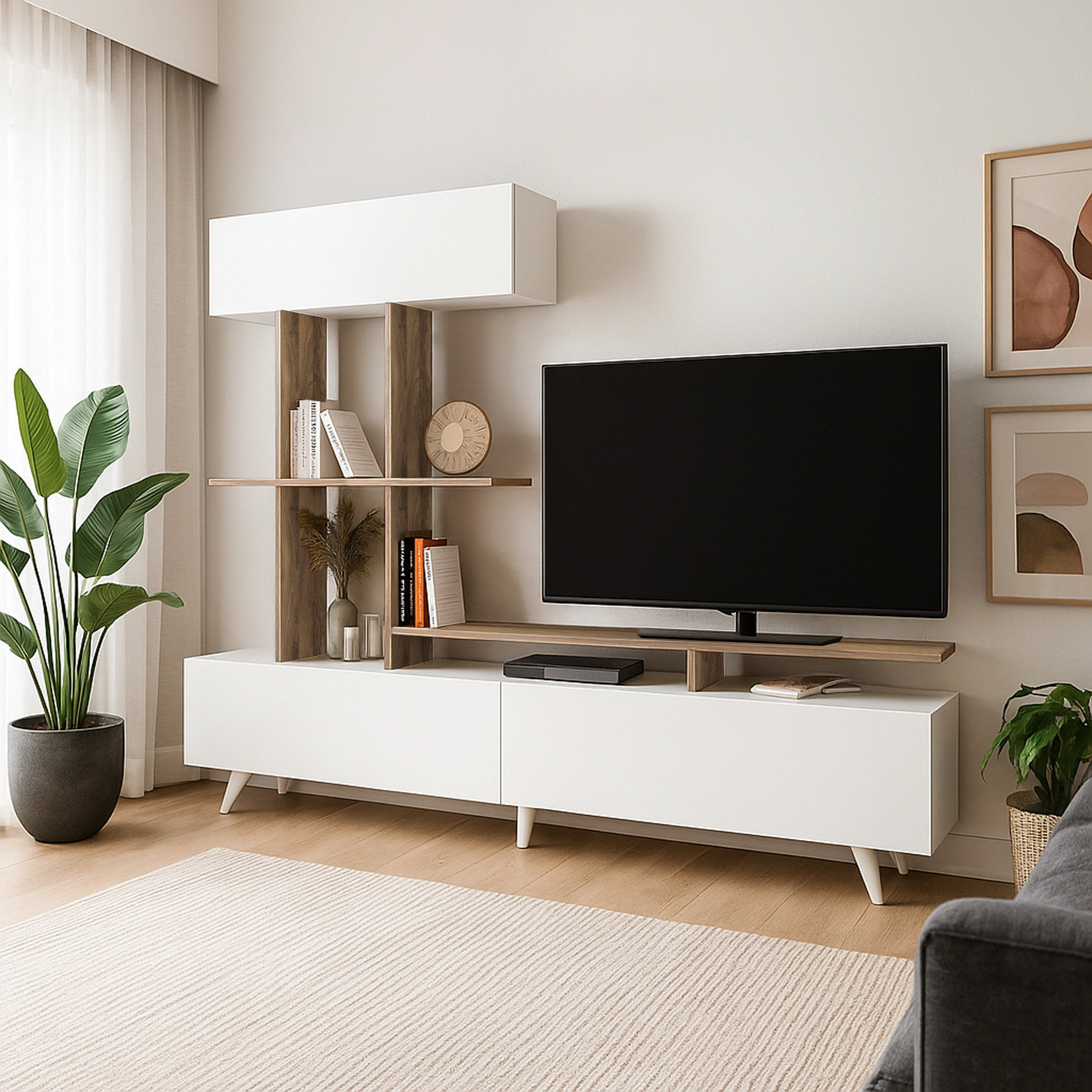 وحدة حائط 1.8 متر للأجهزة حتى 49 بوصة كانفاس من موديوليكس-hbxlivingroom-mediaunitsandstorage-wallunits-image-1