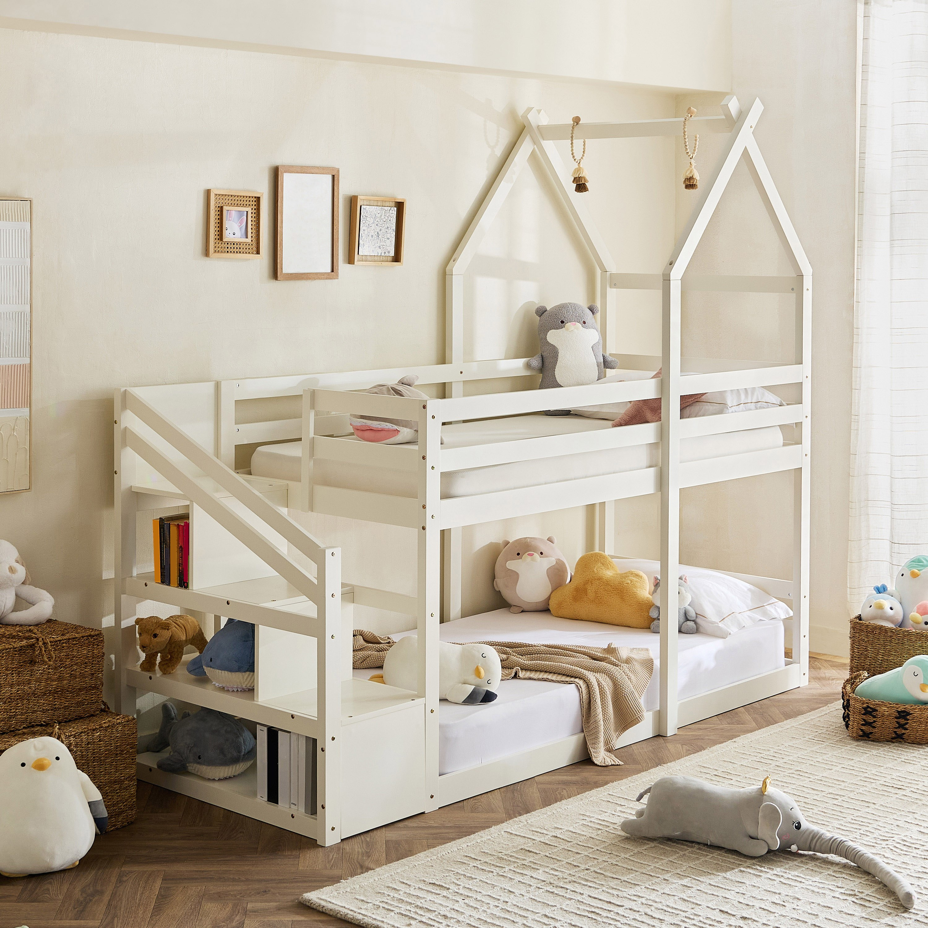 Stova Vanilla Step Single Bunk Bed with Storage - 90x200 cm-hbxkidsandyouth-bedsandbedsets-bunkbeds-single-image-3