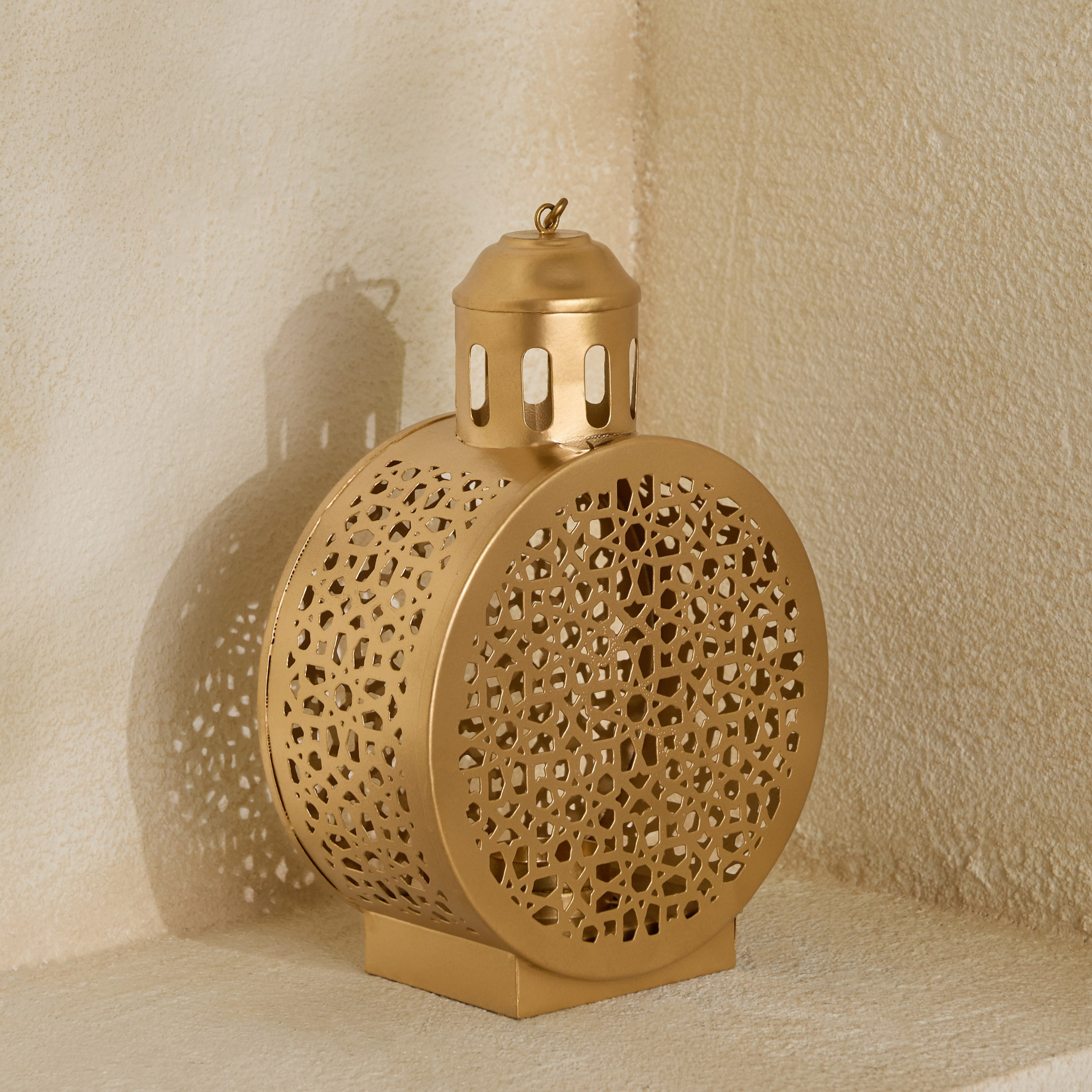 Isaba Skyline Mirage Cutwork Round Lantern - 20x9x24 cm-hbxdecorandfurnishings-homeaccessories-lanterns-image-2