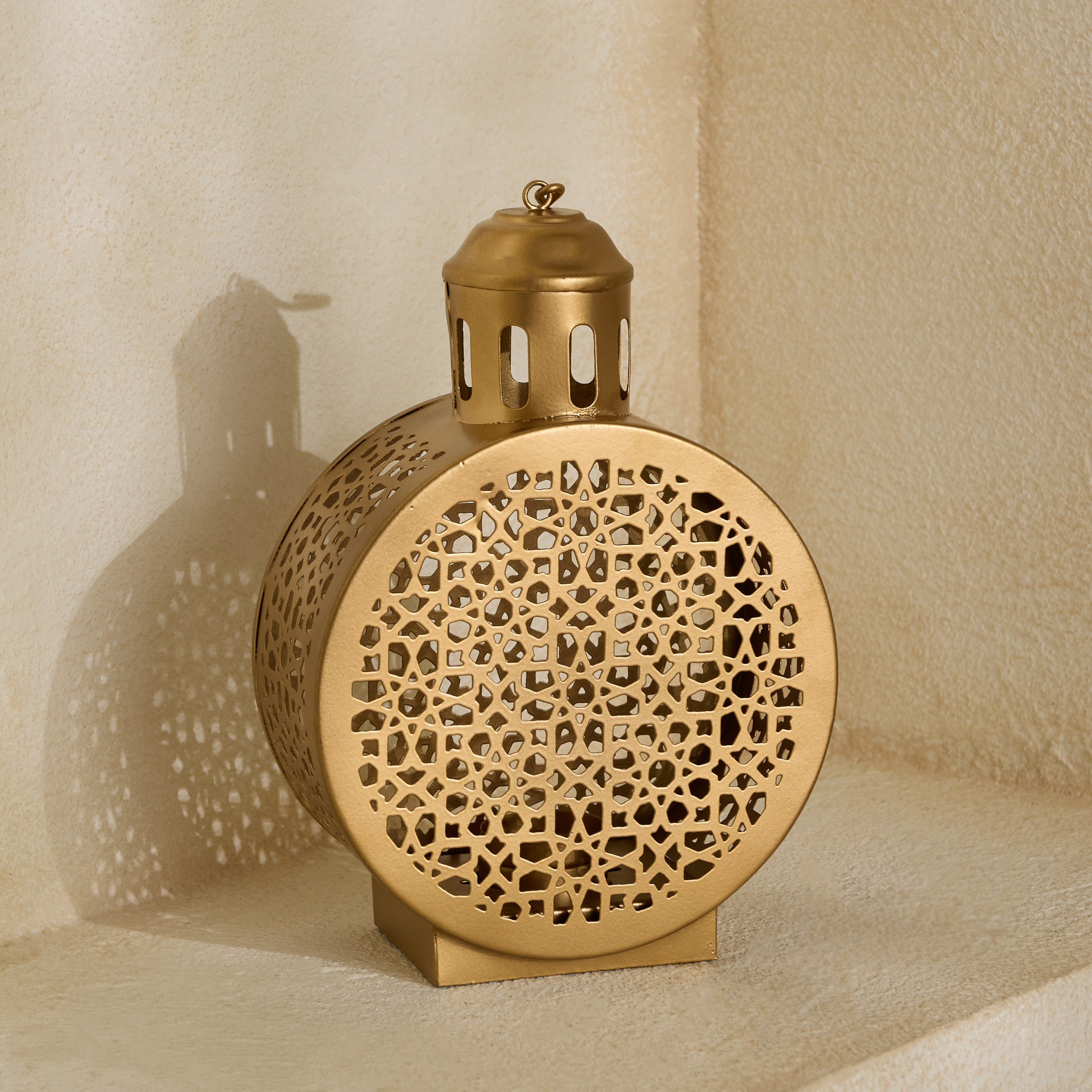 Isaba Skyline Mirage Cutwork Round Lantern - 20x9x24 cm-hbxdecorandfurnishings-homeaccessories-lanterns-image-4
