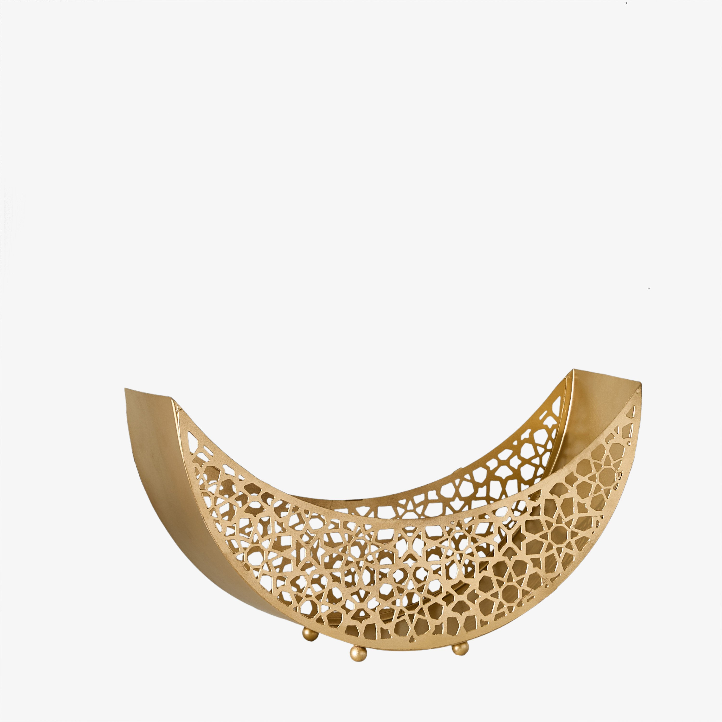 وعاء معدني بتصميم هلال وتفاصيل مفرغة زينة من أرابيسك - 30x10x10 سم-hbxdecorandfurnishings-homeaccessories-bowls-image-5