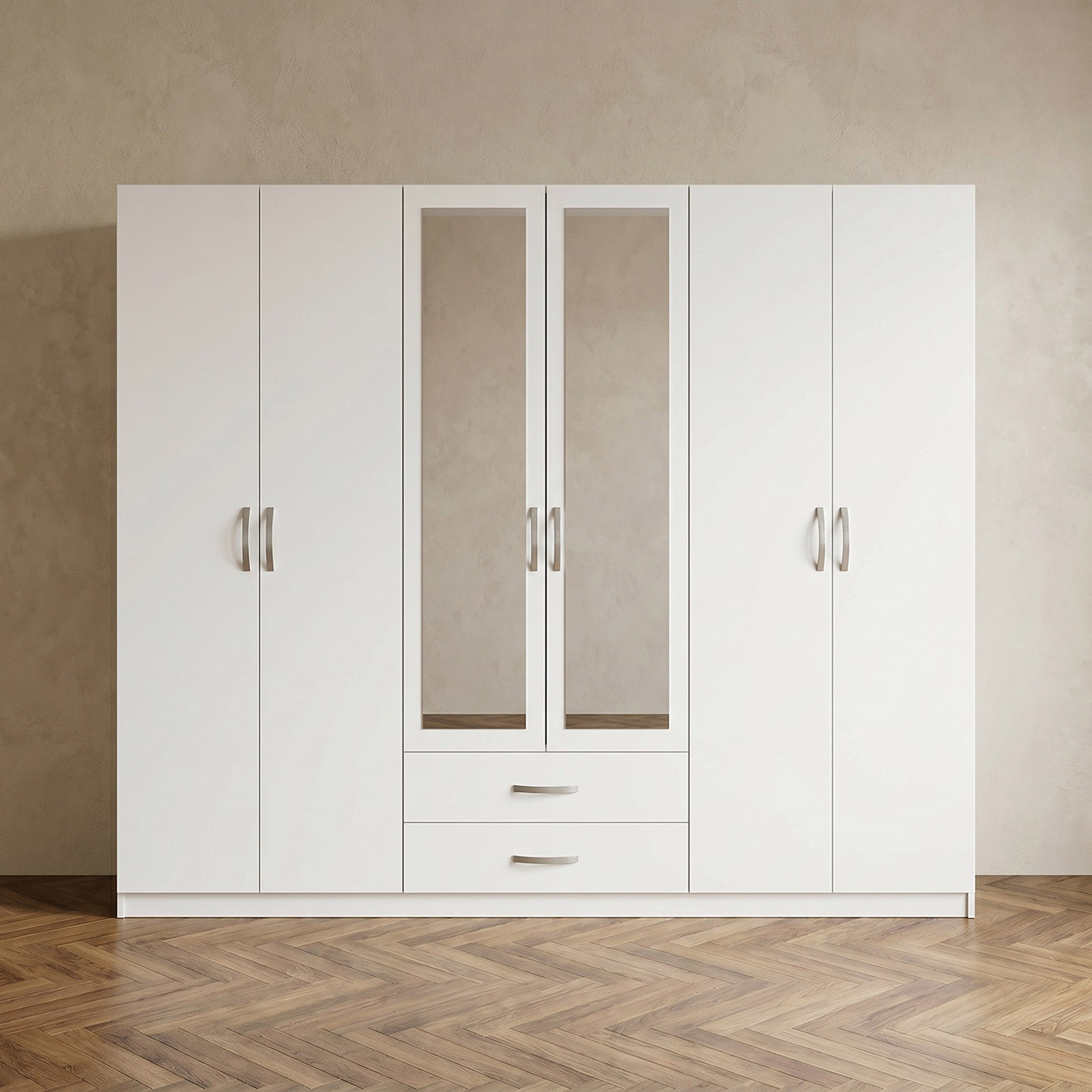 Kulltorp Plus 6-Door Wardrobe with 2 Drawers and Mirrors-hbxfurniture-wardrobes-image-2