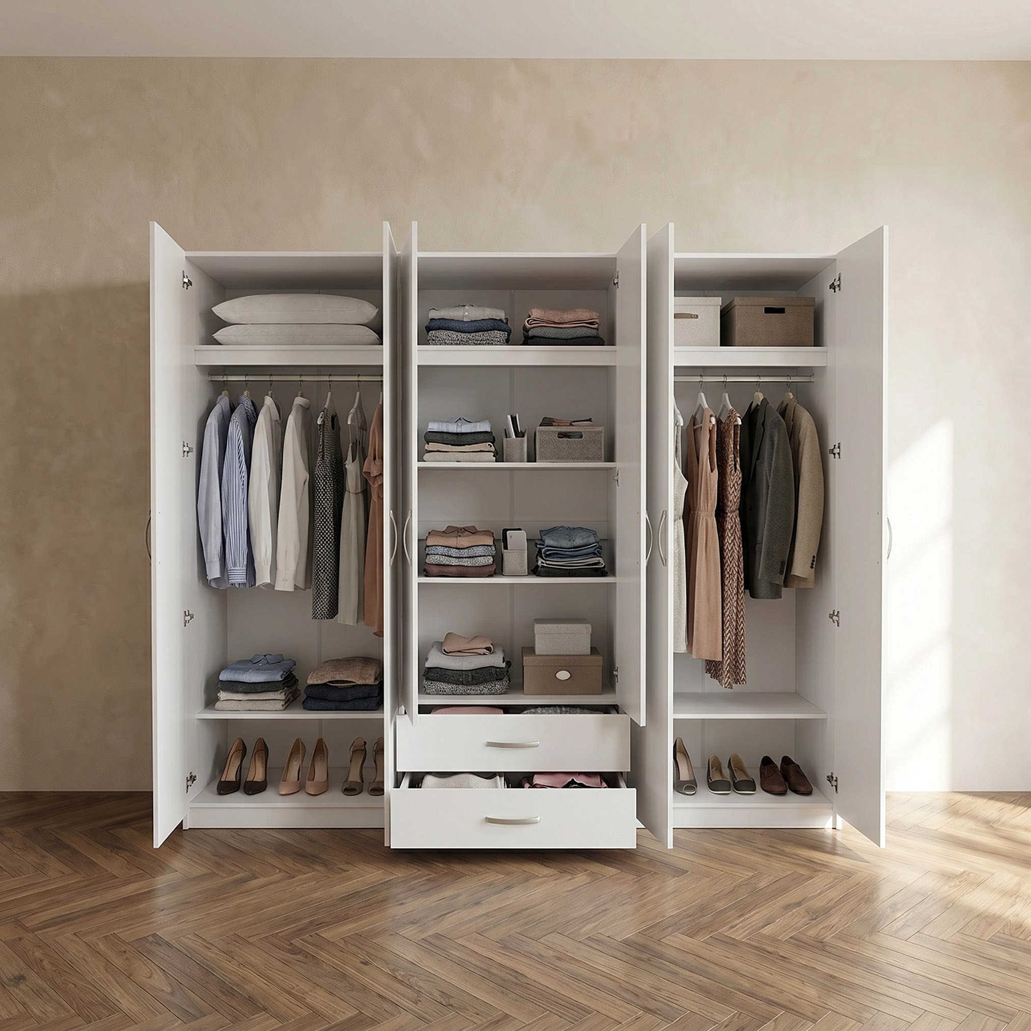 Kulltorp Plus 6-Door Wardrobe with 2 Drawers and Mirrors-hbxfurniture-wardrobes-image-3