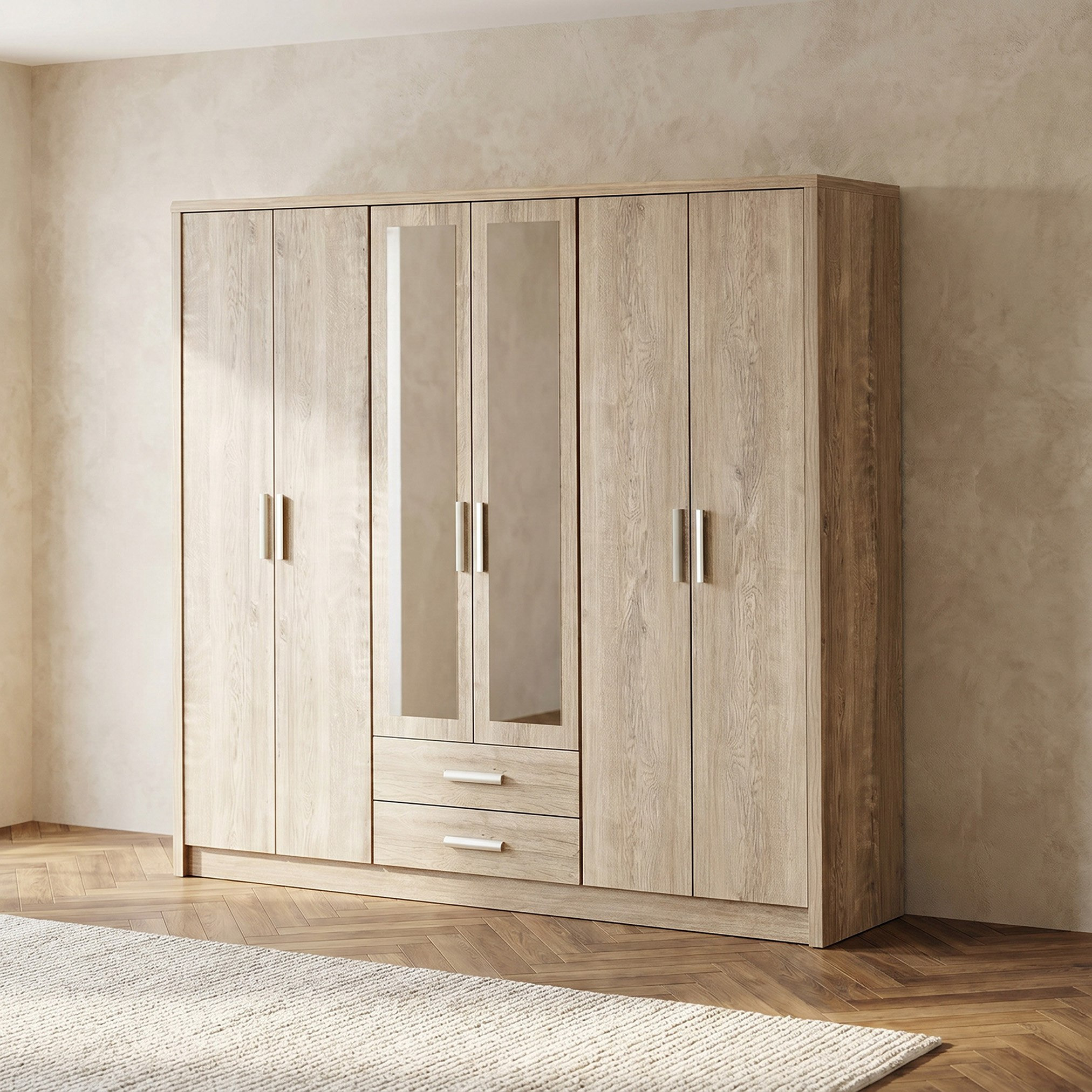 Curvy NXT 6-Door Wardrobe with 2 Drawers-hbxfurniture-wardrobes-image-1