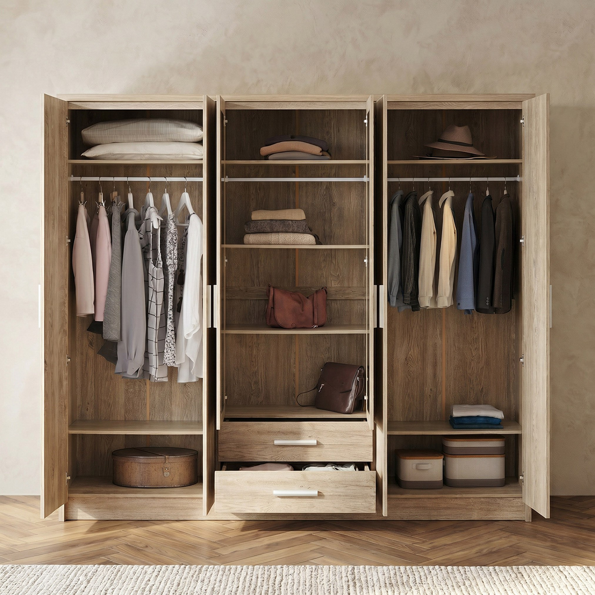 Curvy NXT 6-Door Wardrobe with 2 Drawers-hbxfurniture-wardrobes-image-3
