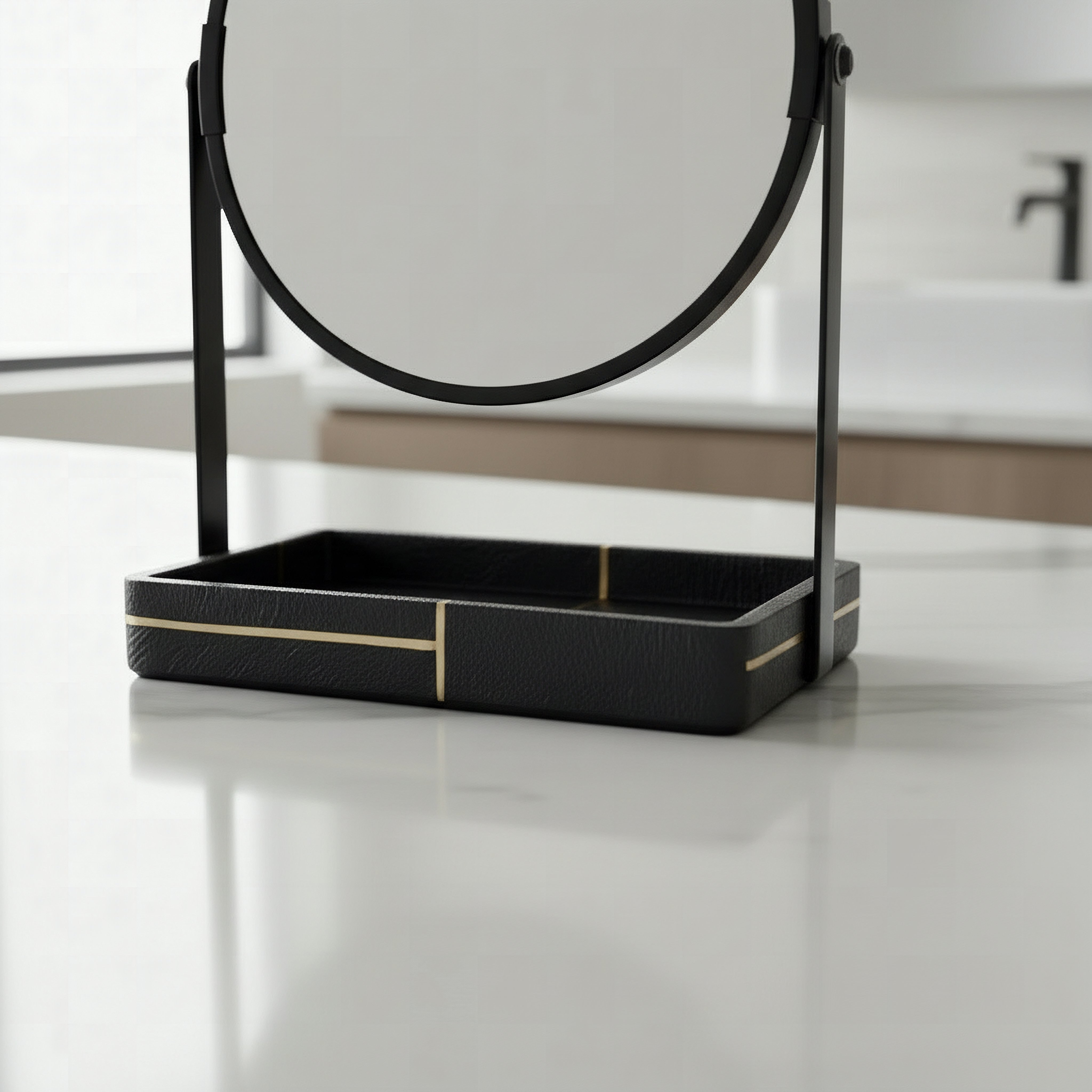 Luxe Resin Table Mirror - 28x12x25.5 cm-hbxdecorandfurnishings-bathroomaccessories-bathroomsets-image-3