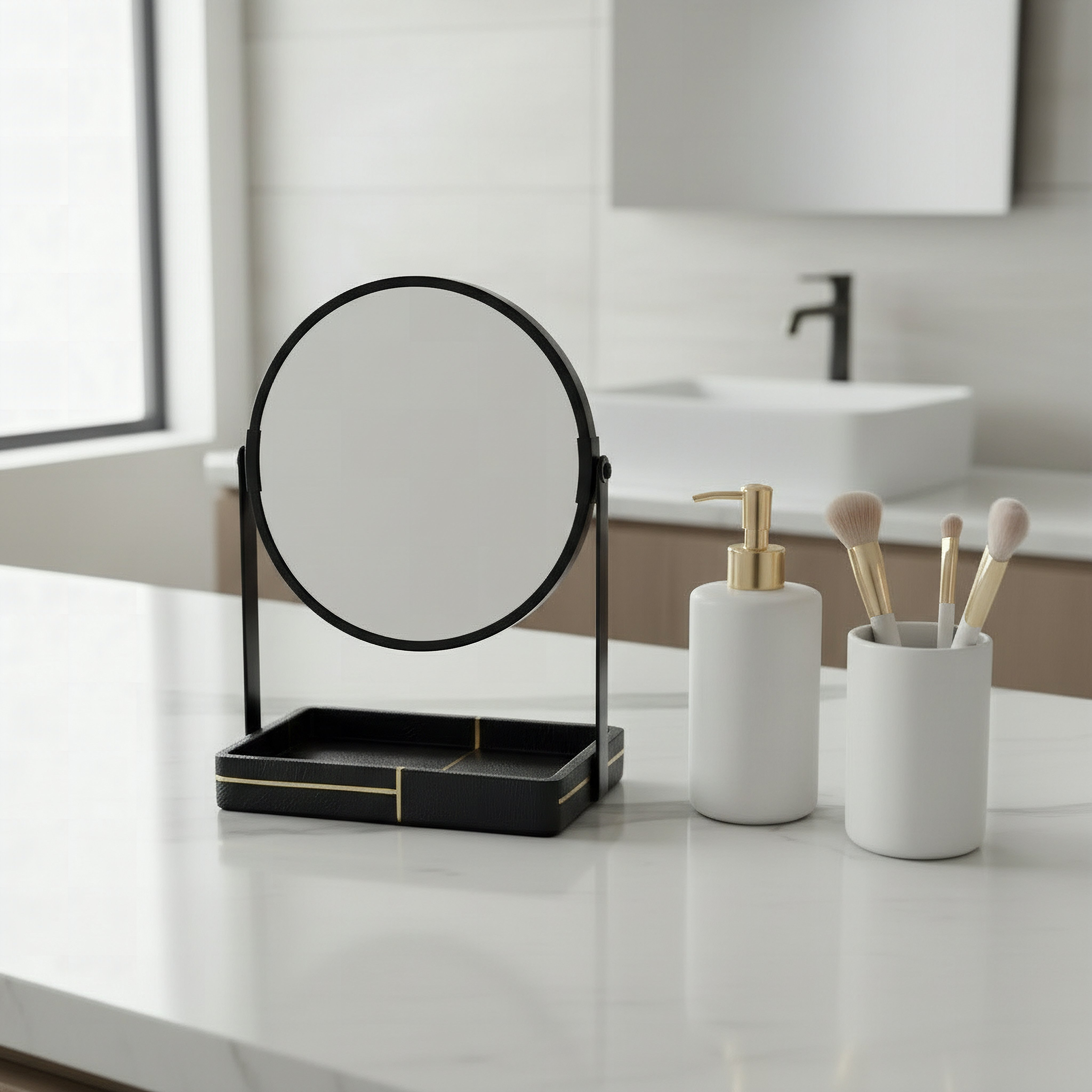 Luxe Resin Table Mirror - 28x12x25.5 cm-hbxdecorandfurnishings-bathroomaccessories-bathroomsets-image-4
