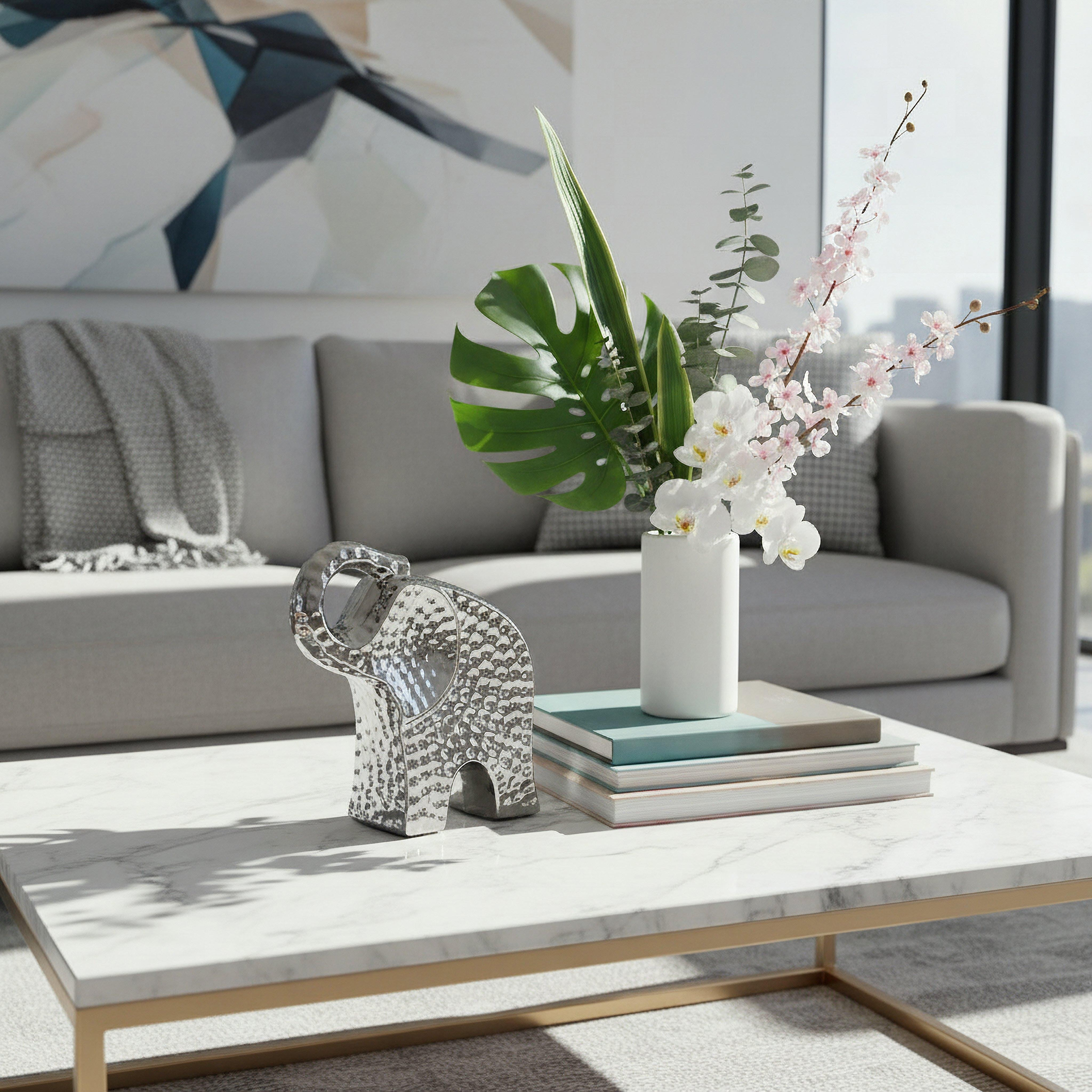 Aurum Sansa Duke Ceramic Hammered Finish Elephant Table Accent - 19x6.5x18.5 cm-hbxhomeware-homedecor-figurinesandornaments-image-4