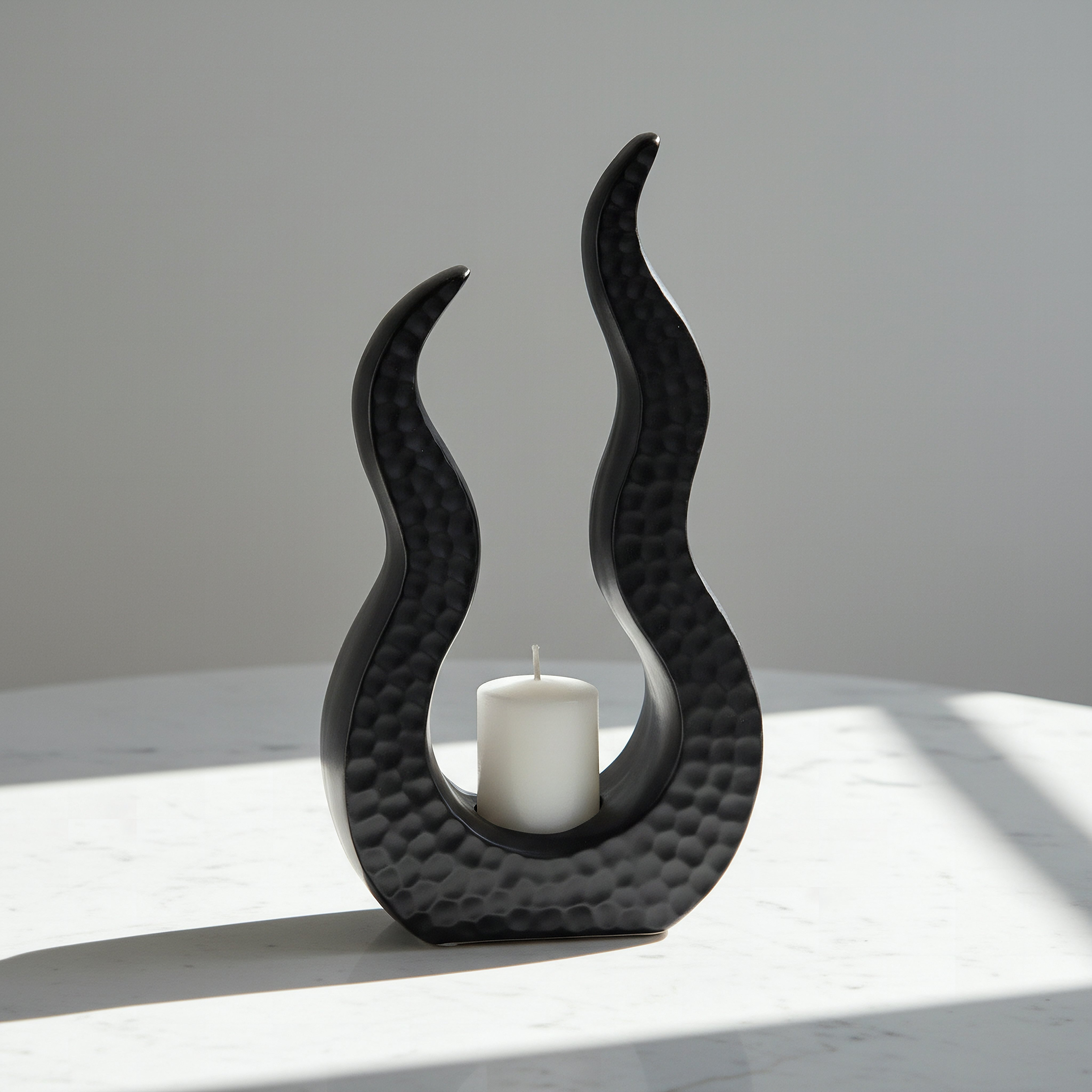 Sansa Duke Ceramic Hammered Finish Candleholder - 17x6x35 cm-hbxlivingroom-decorandaccessories-candleholders-image-1