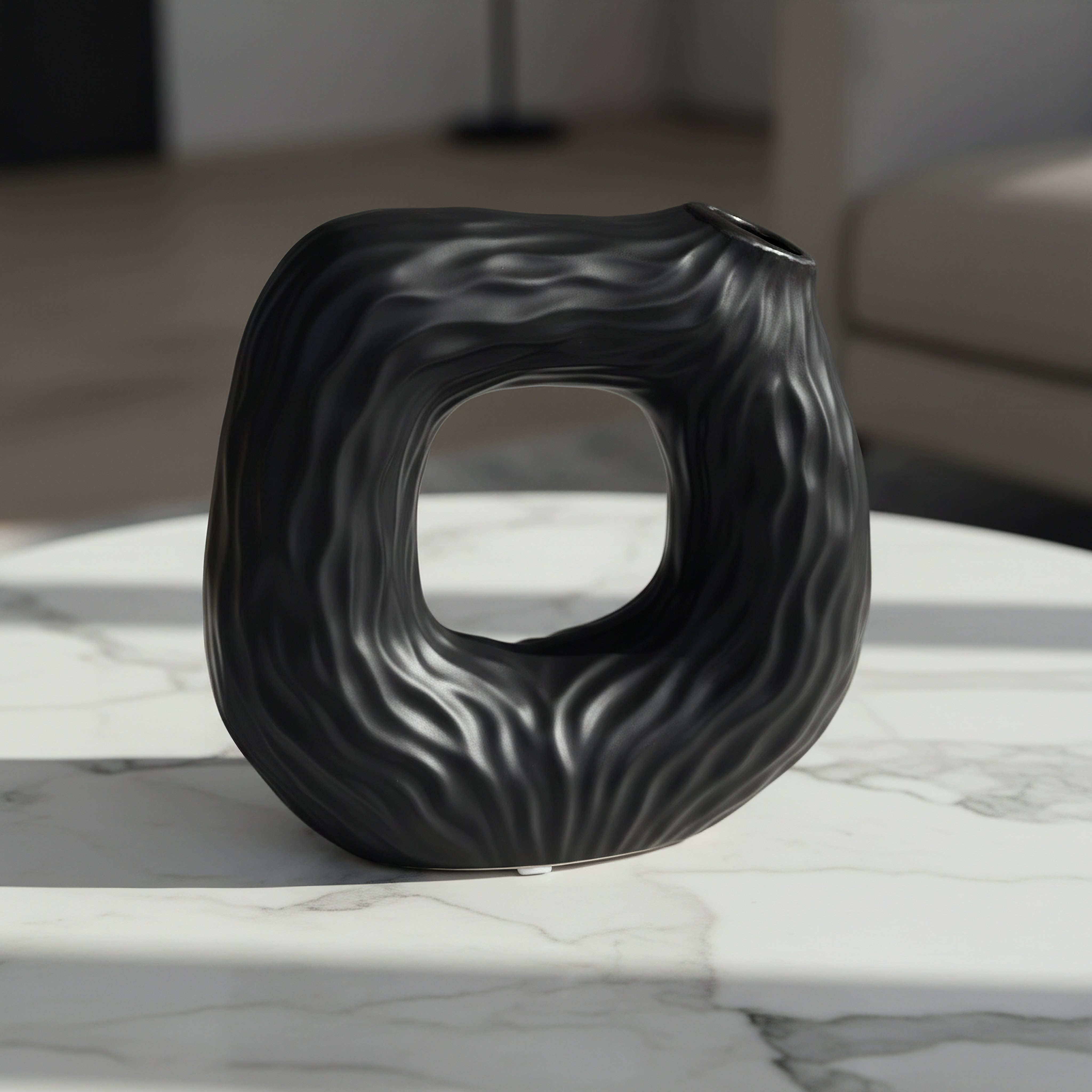 Sansa Roma Ceramic Textured Vase - 20x7x19 cm-hbxbedroom-decorandaccessories-vases-image-1
