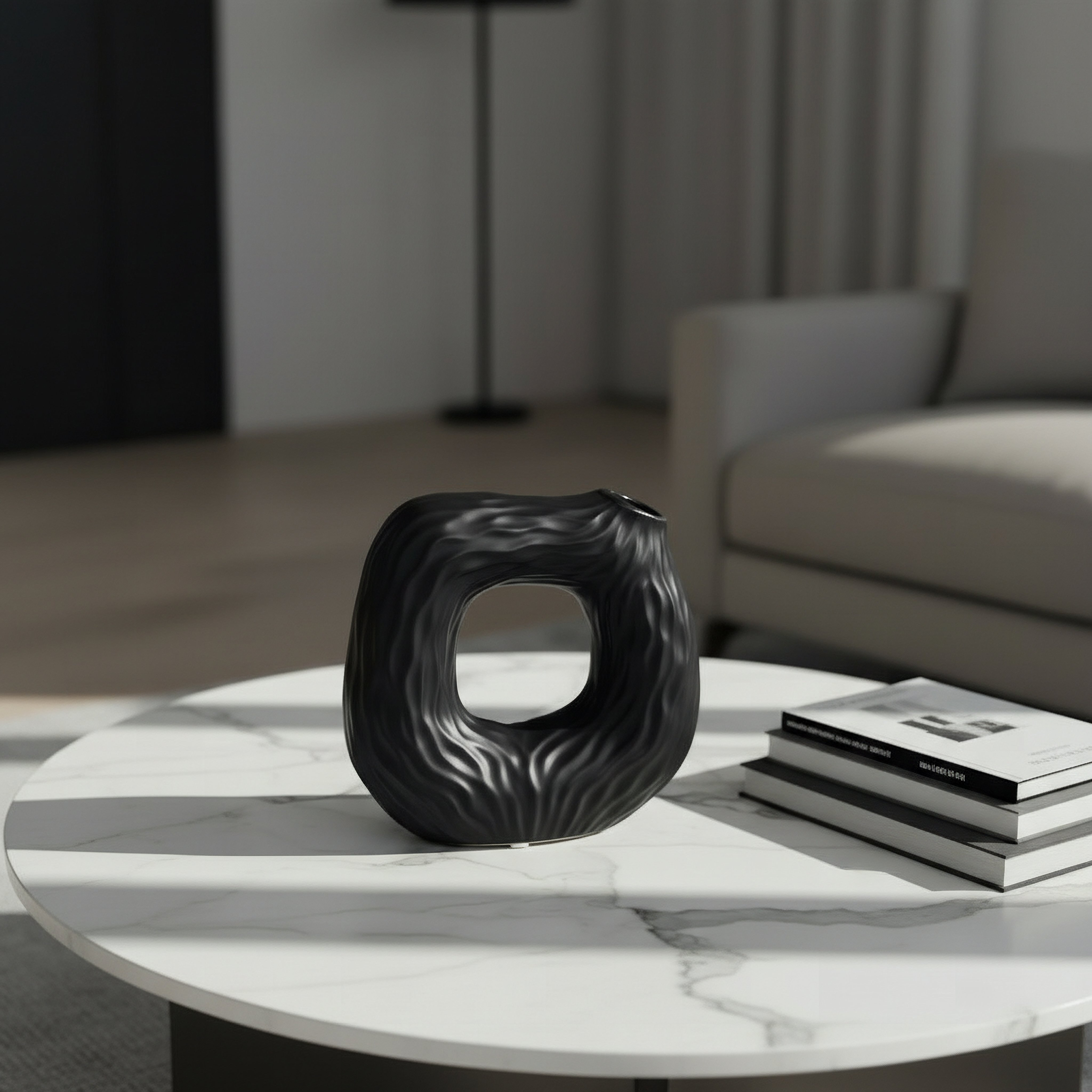 Sansa Roma Ceramic Textured Vase - 20x7x19 cm-hbxbedroom-decorandaccessories-vases-image-4