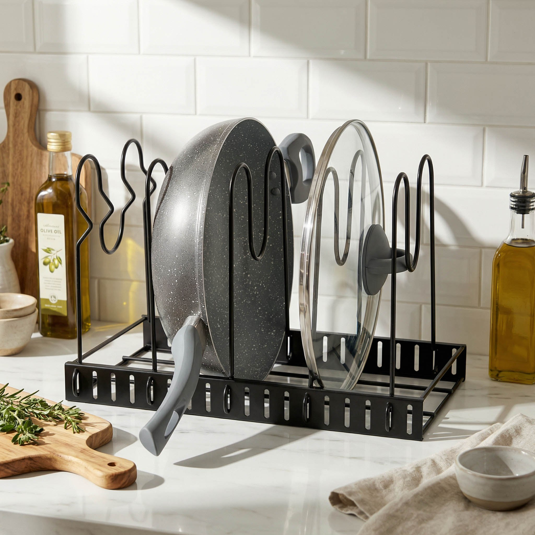 Daisy Single Side Pots and Pans Organiser - 20.5x25.5x8 cm-hbxkitchen-kitchenware-kitchenaccessories-image-4