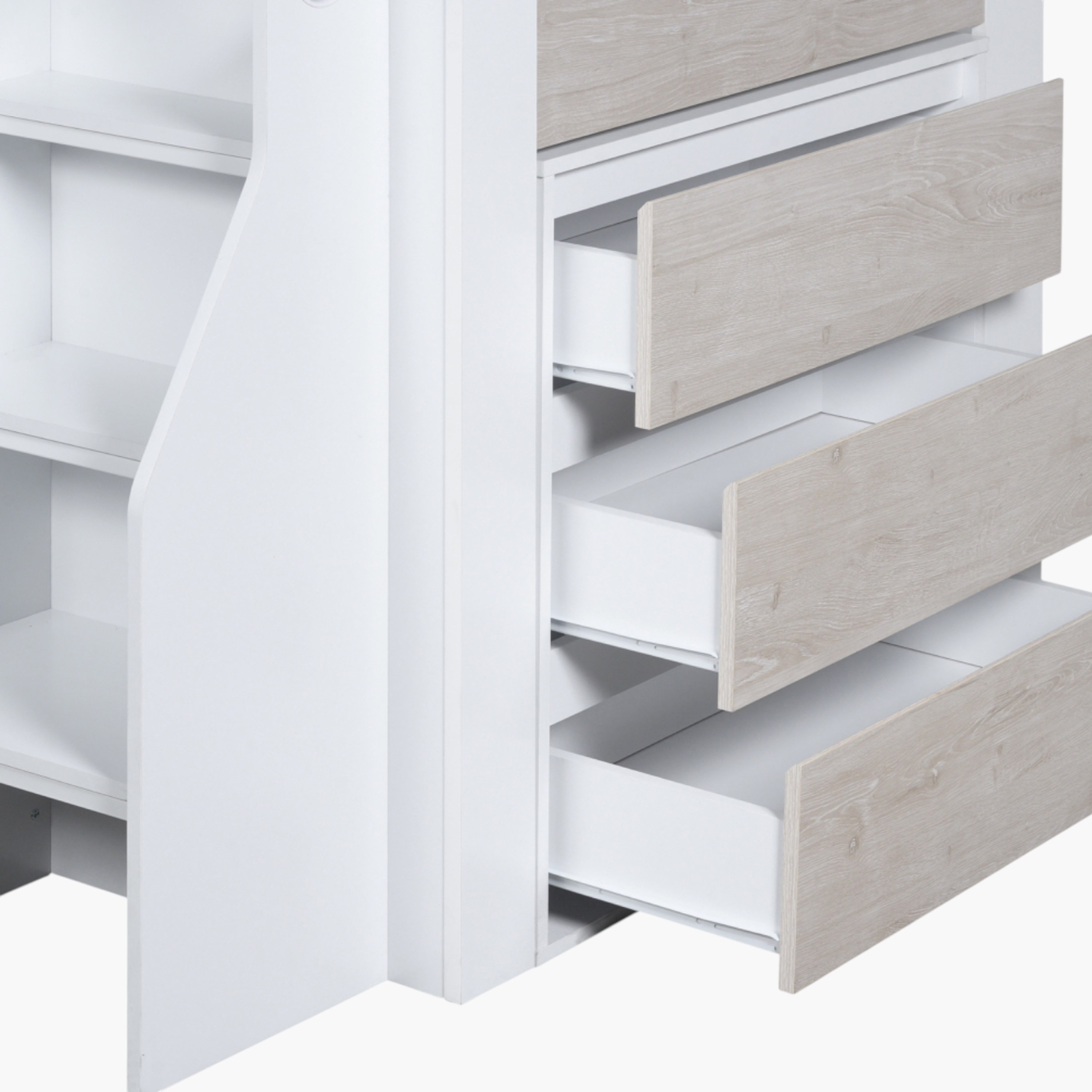 Ivory Mid Sleeper Single Bed with Study Desk and Storage - 90x190 cm-hbxkidsandyouth-bedsandbedsets-bunkbeds-single-image-10