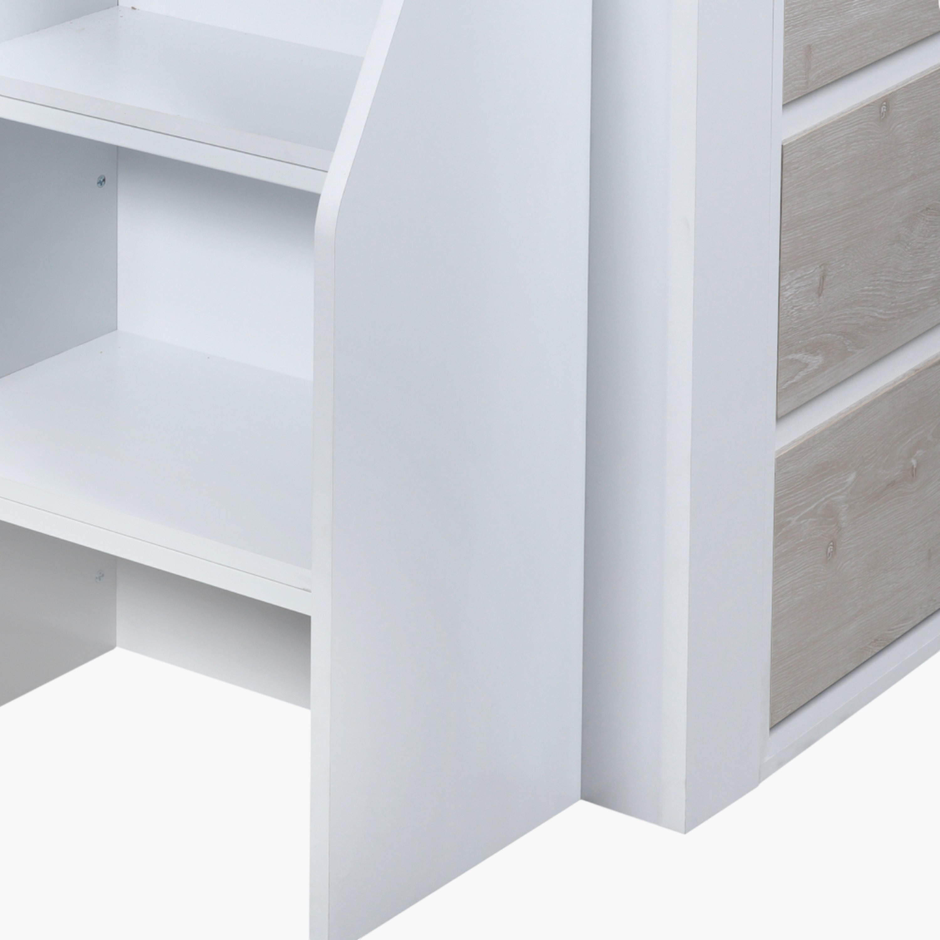 Ivory Mid Sleeper Single Bed with Study Desk and Storage - 90x190 cm-hbxkidsandyouth-bedsandbedsets-bunkbeds-single-image-11