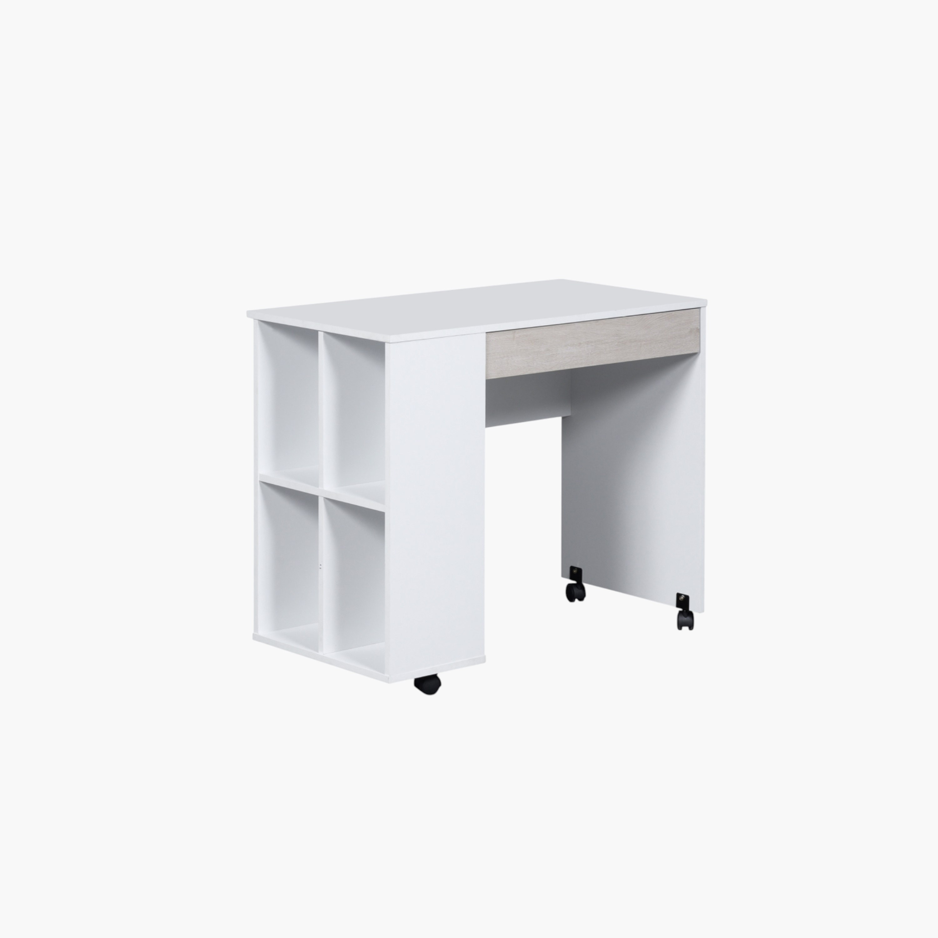 Ivory Mid Sleeper Single Bed with Study Desk and Storage - 90x190 cm-hbxkidsandyouth-bedsandbedsets-bunkbeds-single-image-15