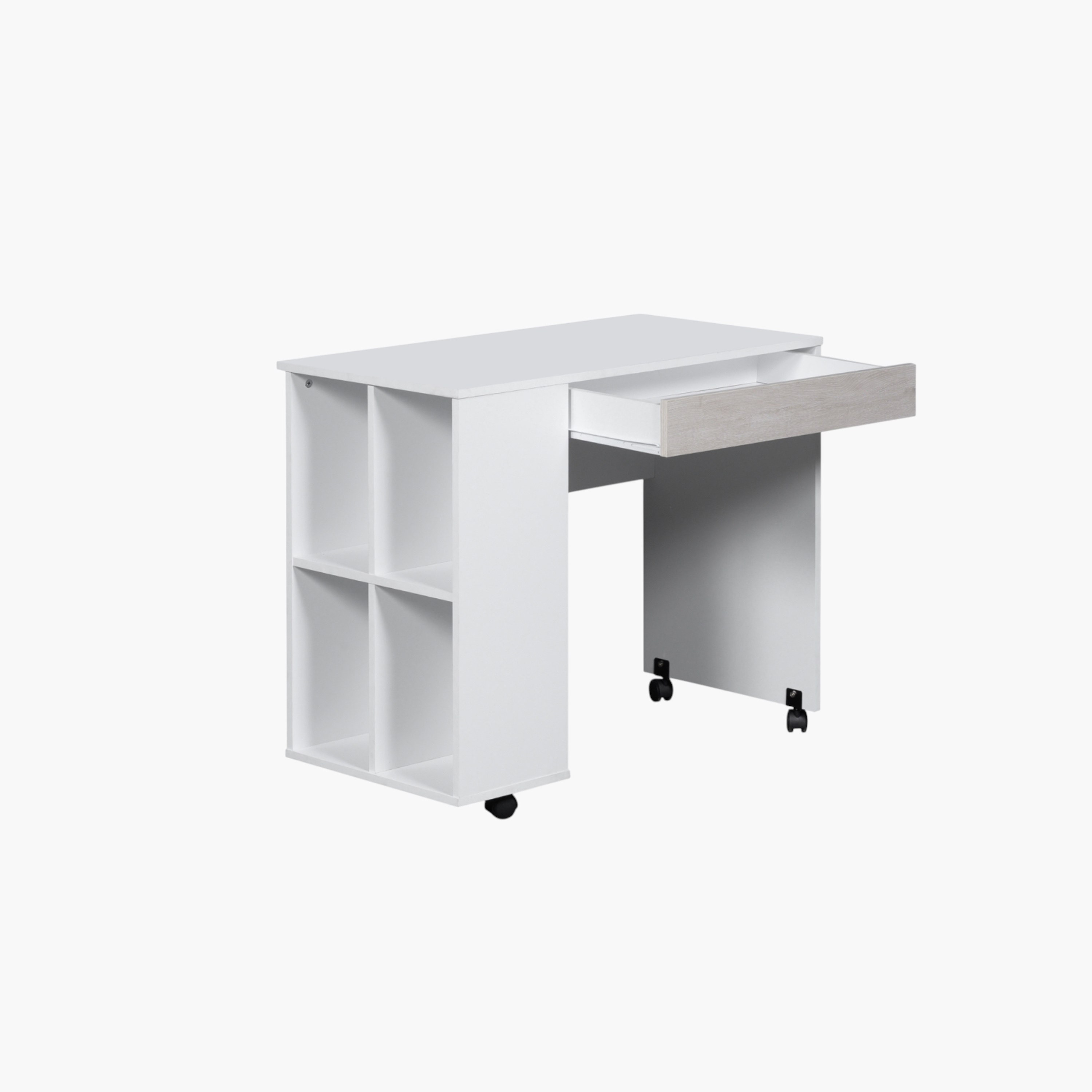 Ivory Mid Sleeper Single Bed with Study Desk and Storage - 90x190 cm-hbxkidsandyouth-bedsandbedsets-bunkbeds-single-image-16