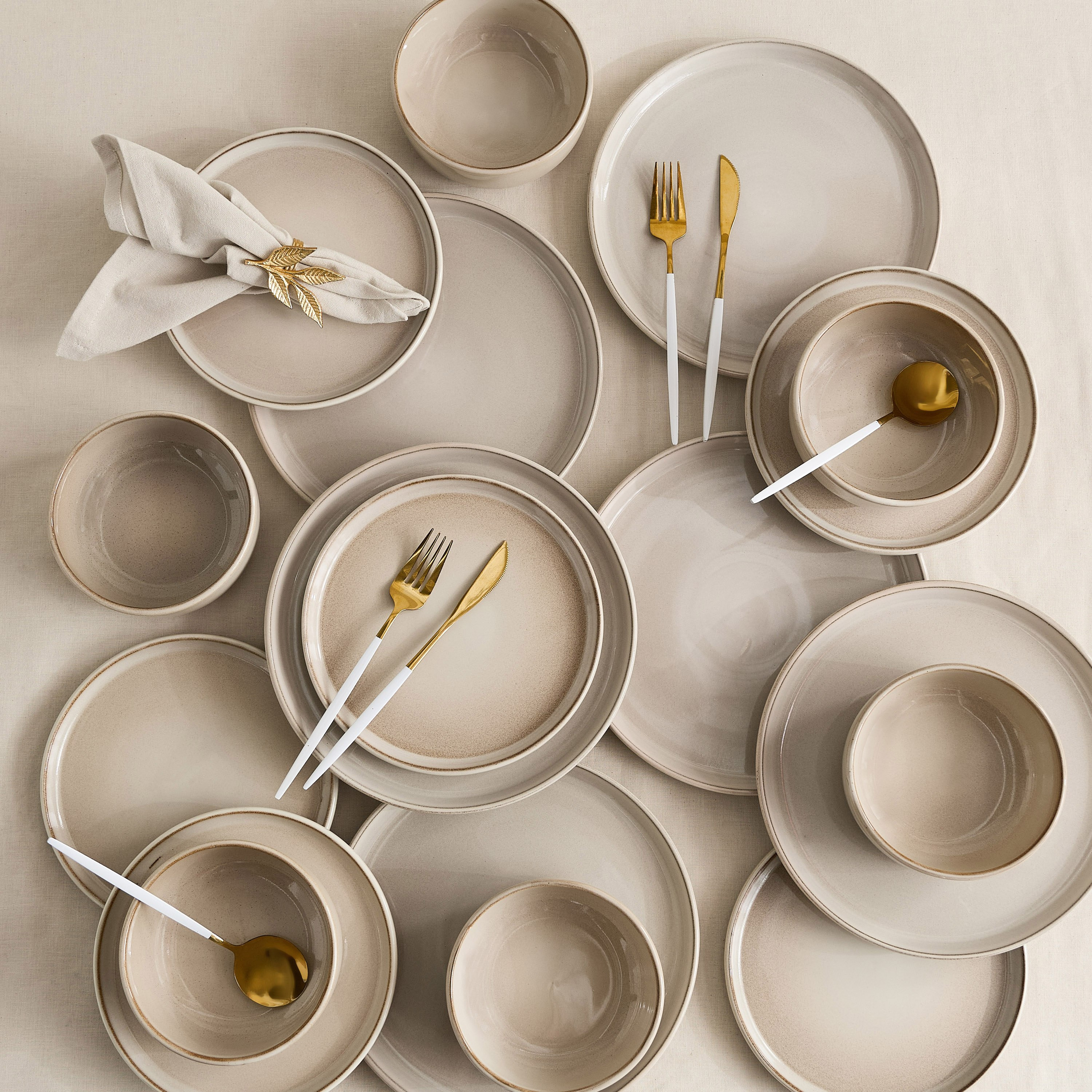 طقم عشاء من الخزف الحجري 18 قطعة من إليجانزا - لـ 6 أفراد-hbxdiningroom-tabletop-dinnersets-image-1