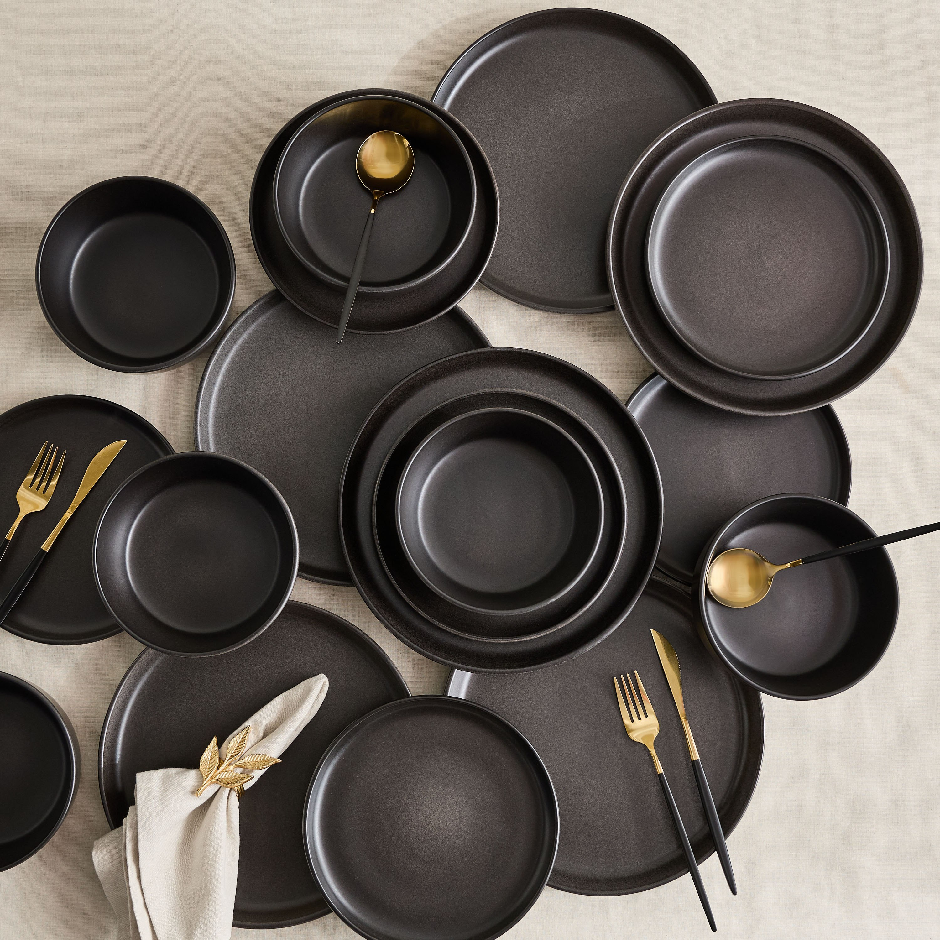 طقم عشاء خزف حجري رياكتيف مطفي 18 قطعة من إليجانزا - لـ6 أفراد-hbxdiningroom-tabletop-dinnersets-image-1