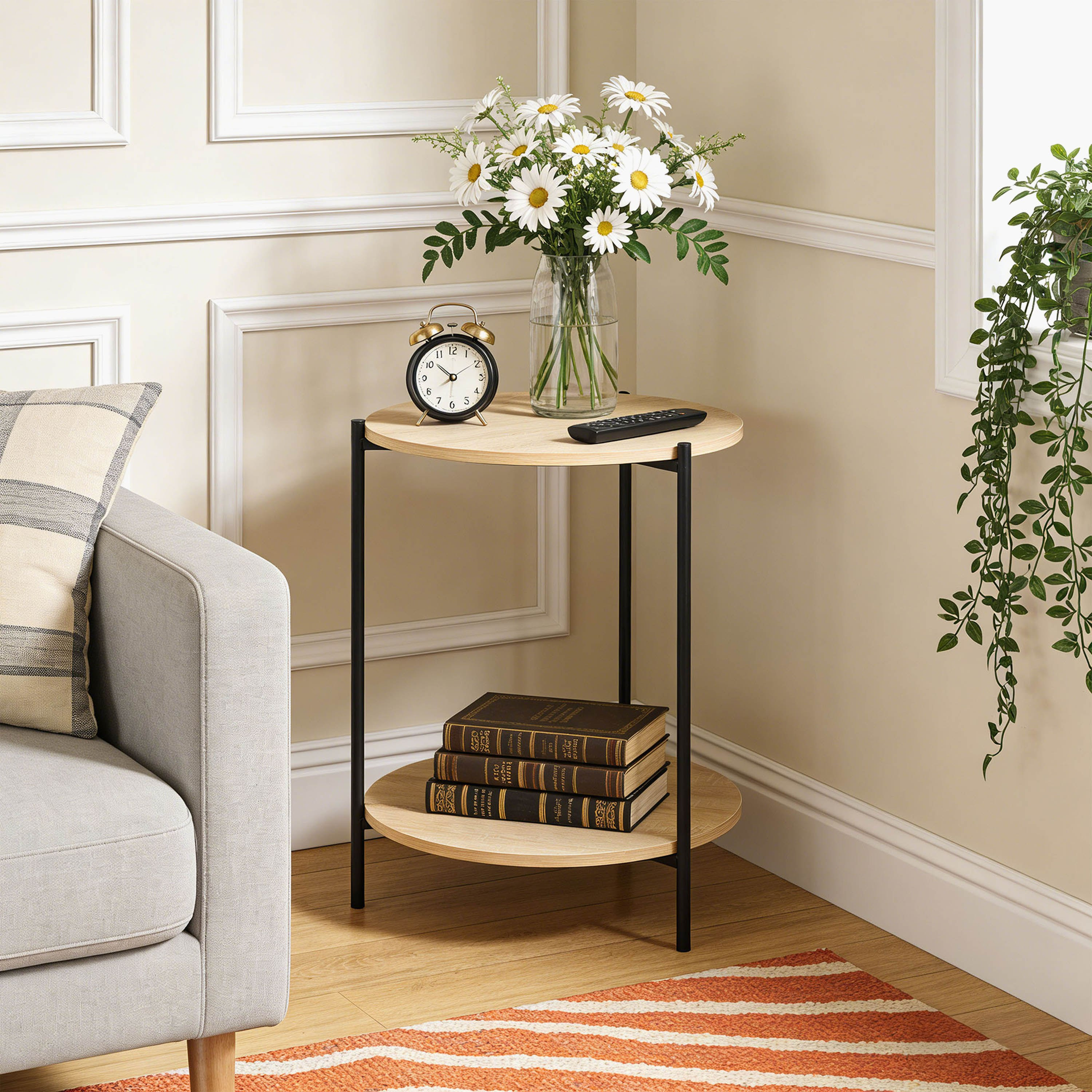 Movo Lola Round End Table with Shelf-hbxfurniture-livingroom-endtables-image-1
