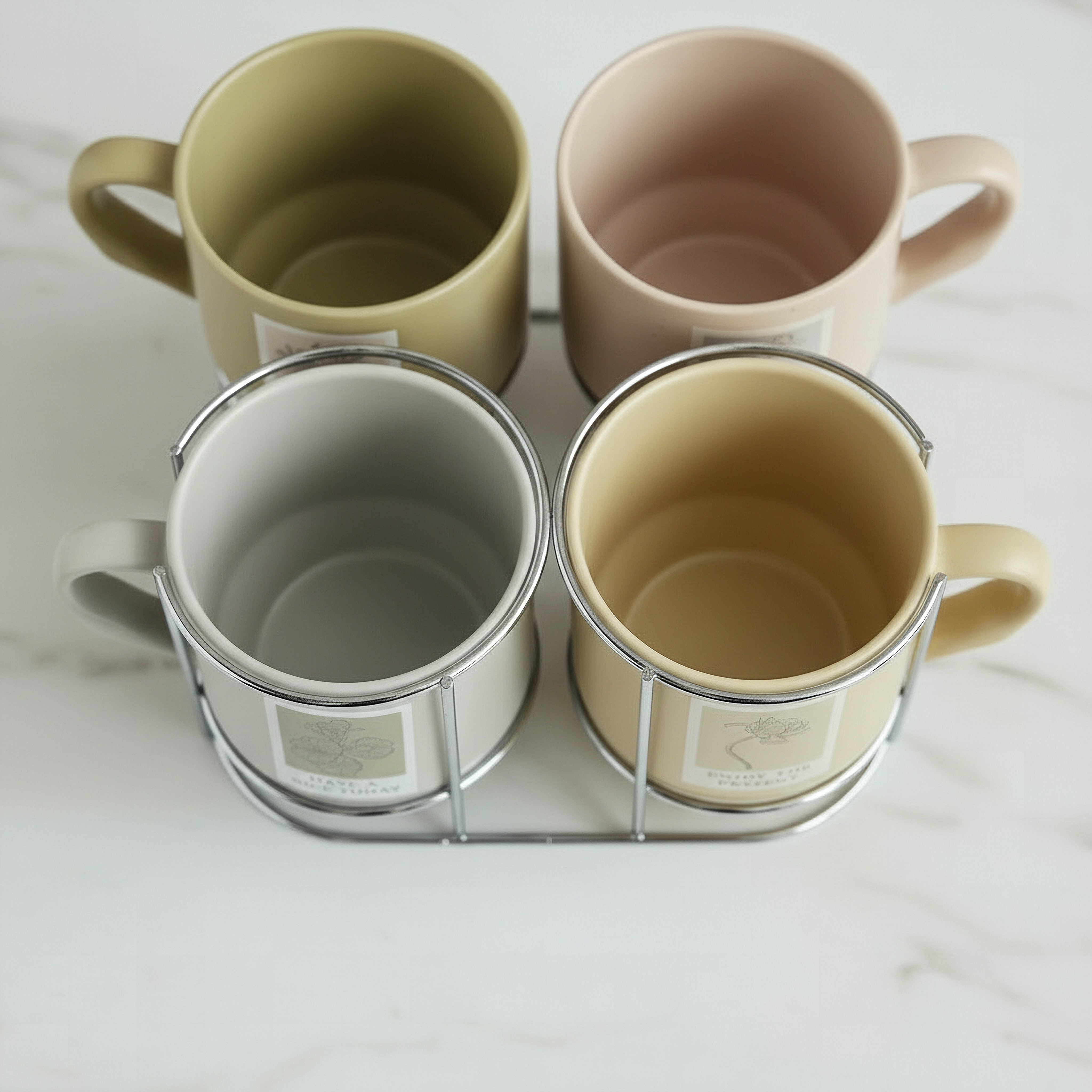 Hannah Flower 4-Piece Mug Set with Stand - 250 ml-hbxhomeware-diningandtabletop-coffeeandteasets-image-2